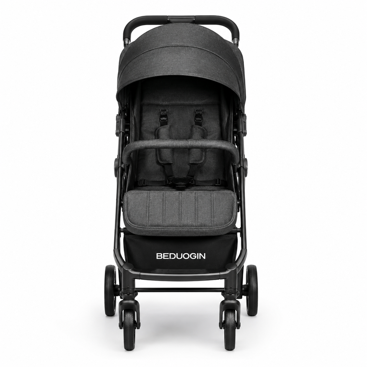Black Baby Stroller – Foldable Portable Pram with Canopy