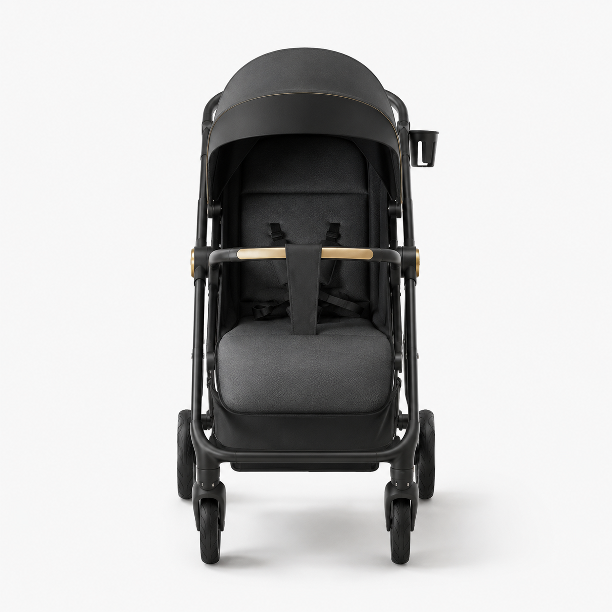 Black Compact Baby Stroller – Foldable Lightweight Pram with Canopy