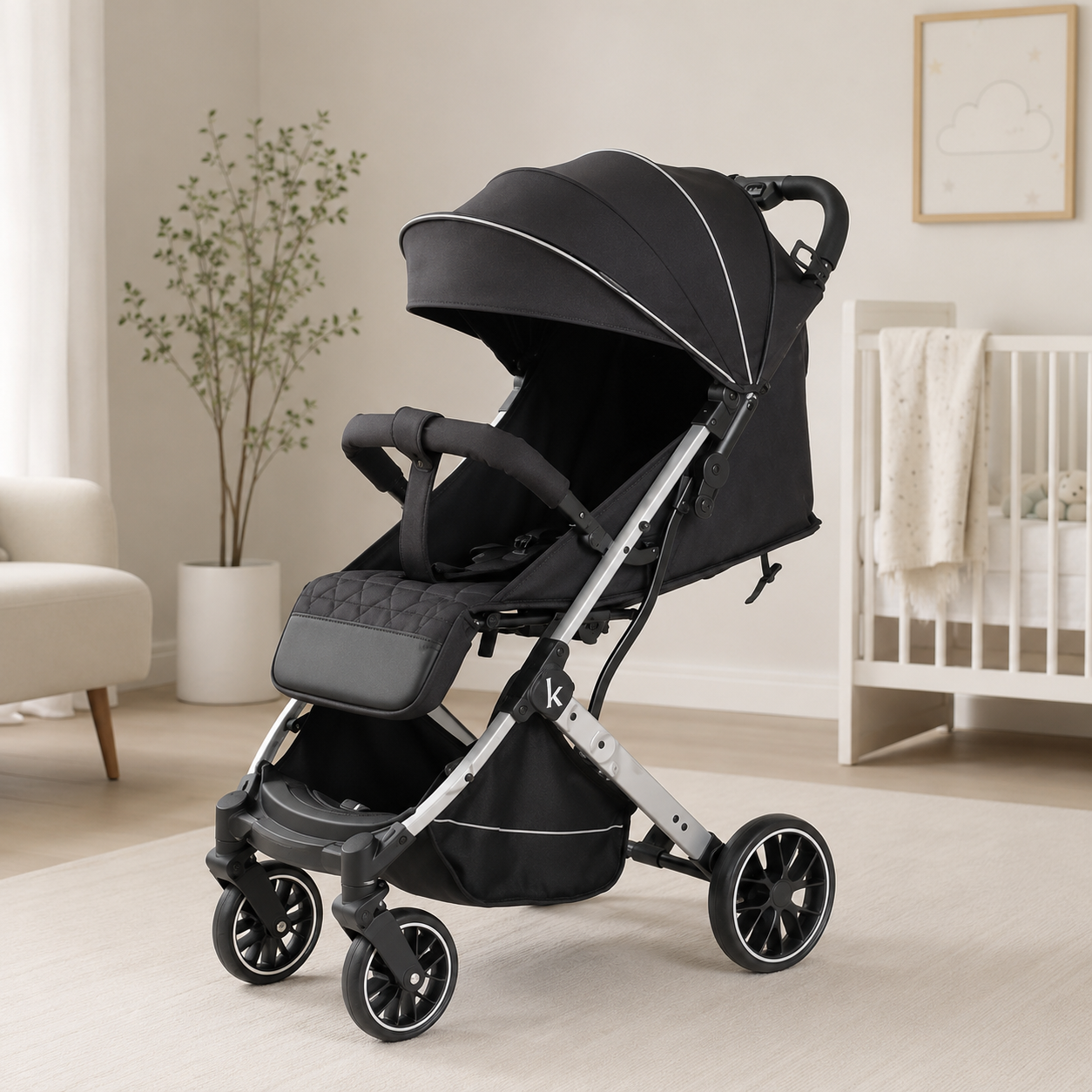Kidilo K12 Baby Stroller – Foldable Lightweight Pram with Canopy