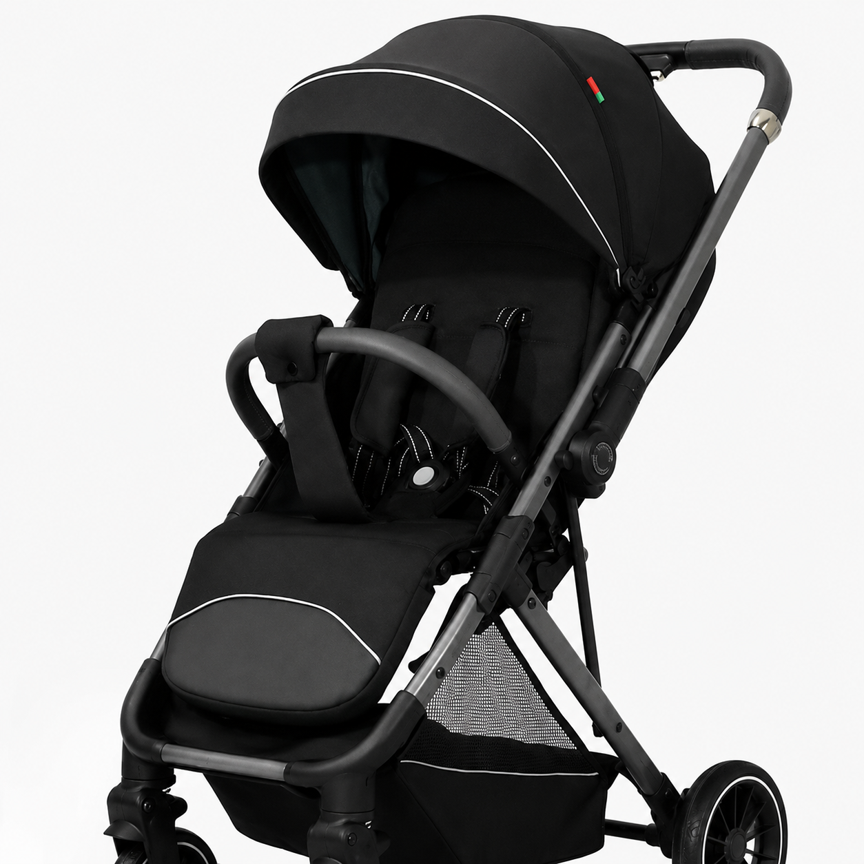 Kidilo 6521 Black Baby Stroller – Foldable Portable Pram with Canopy