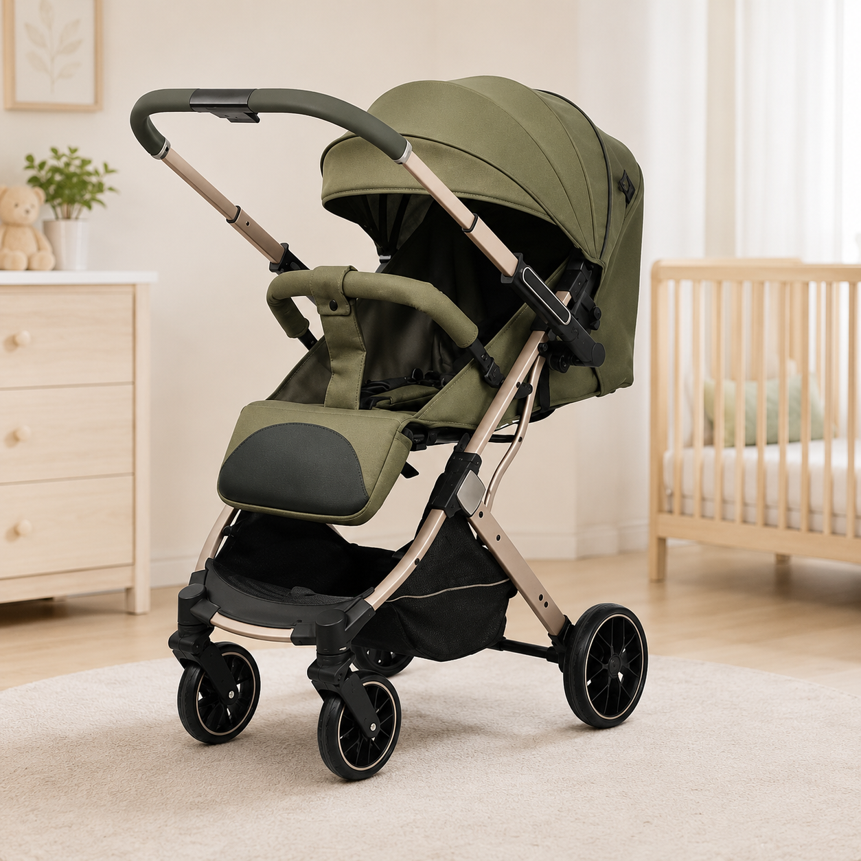 Kidilo D8 Baby Stroller – Foldable Portable Pram with Canopy