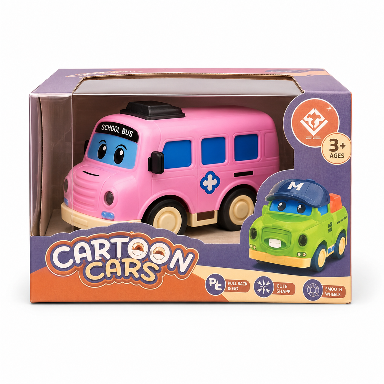 Cartoon Cars Toy Set – Mini Pullback Vehicles, Ages 3+