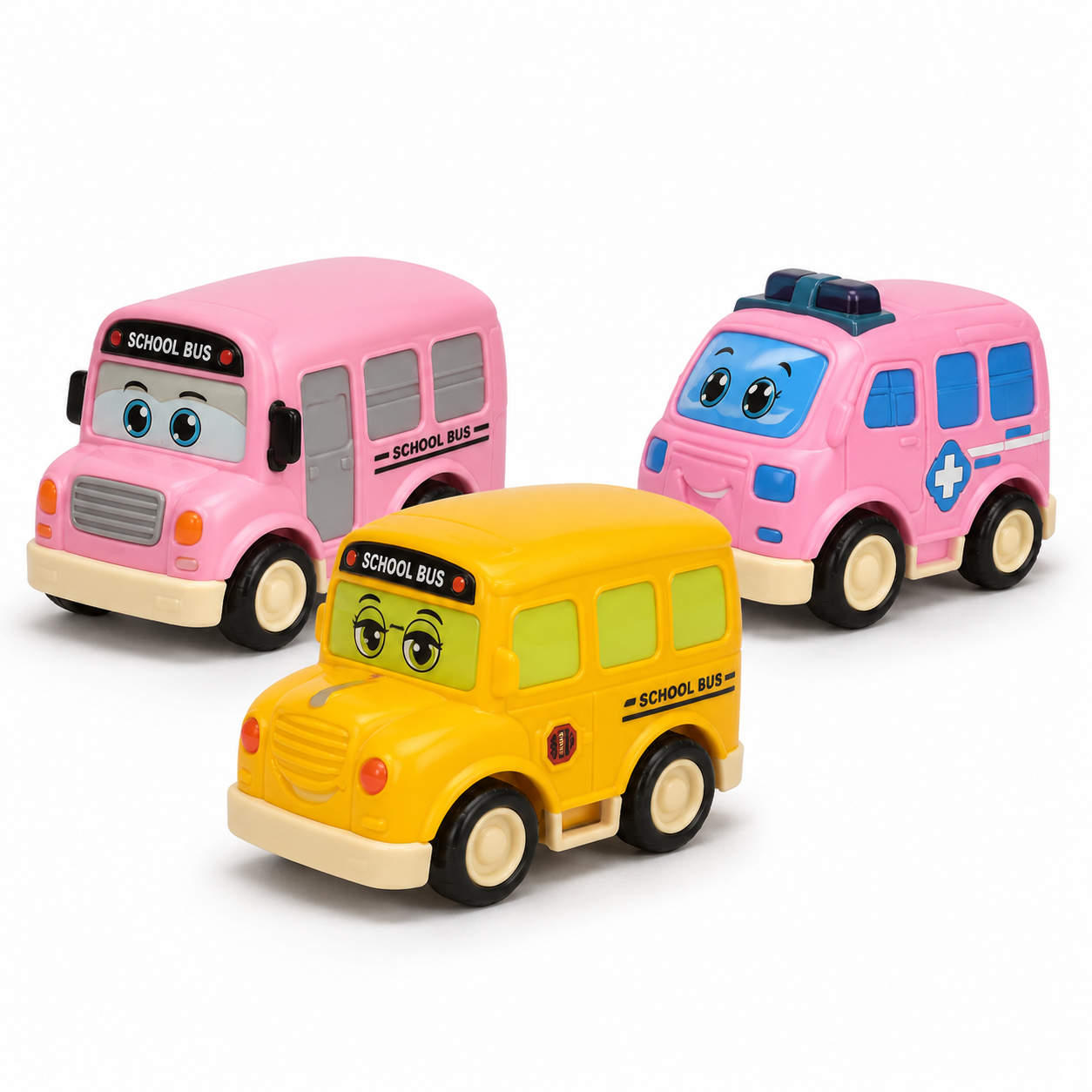Cartoon Cars Toy Set – Mini Pullback Vehicles, Ages 3+