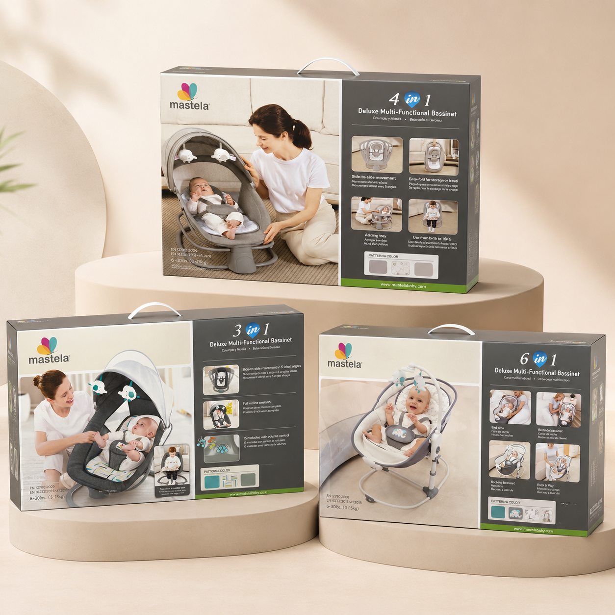 Mastela Deluxe Multi-Functional Baby Bassinet – 3-in-1, 4-in-1 & 6-in-1