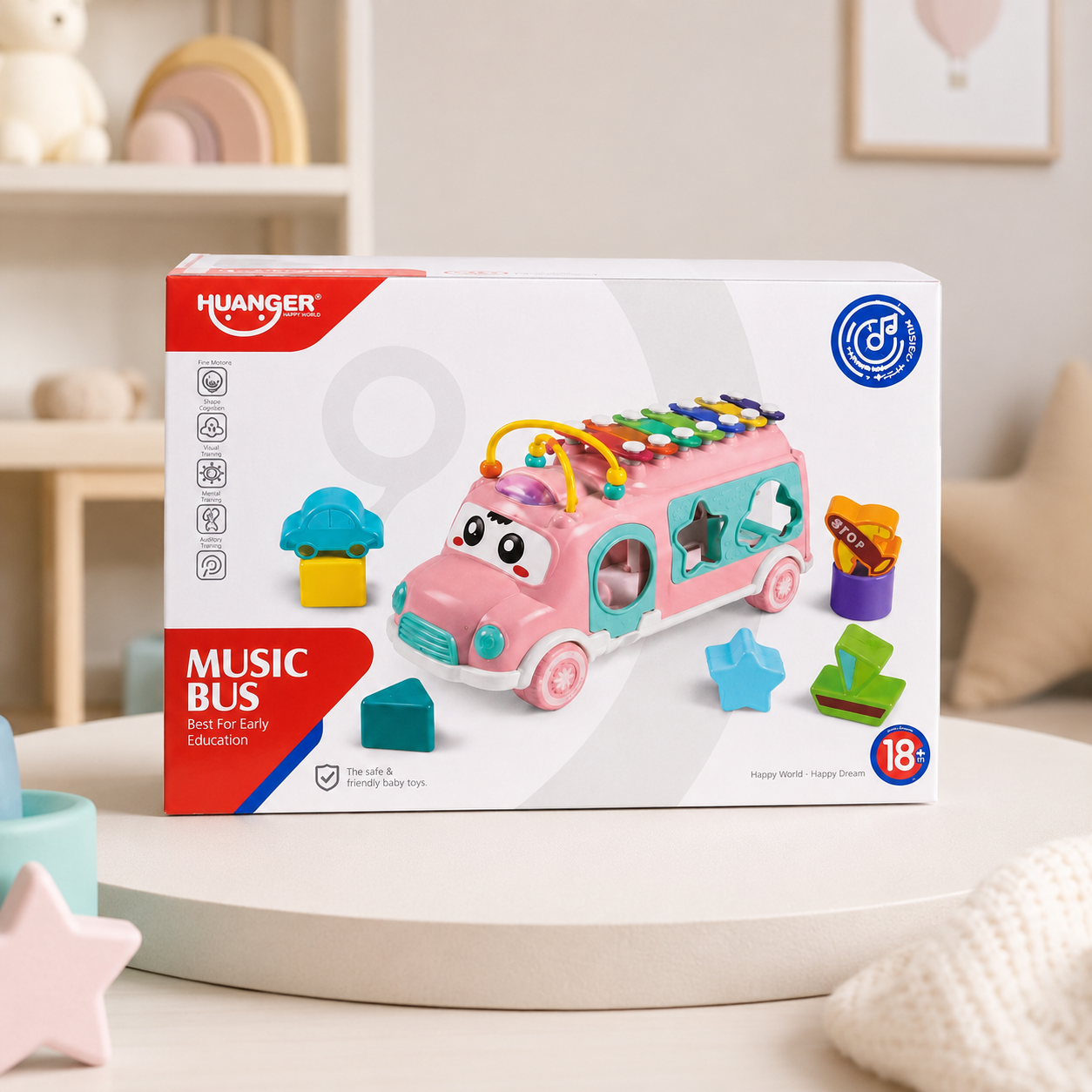 Huanger Music Bus Toy with Lights and Sounds