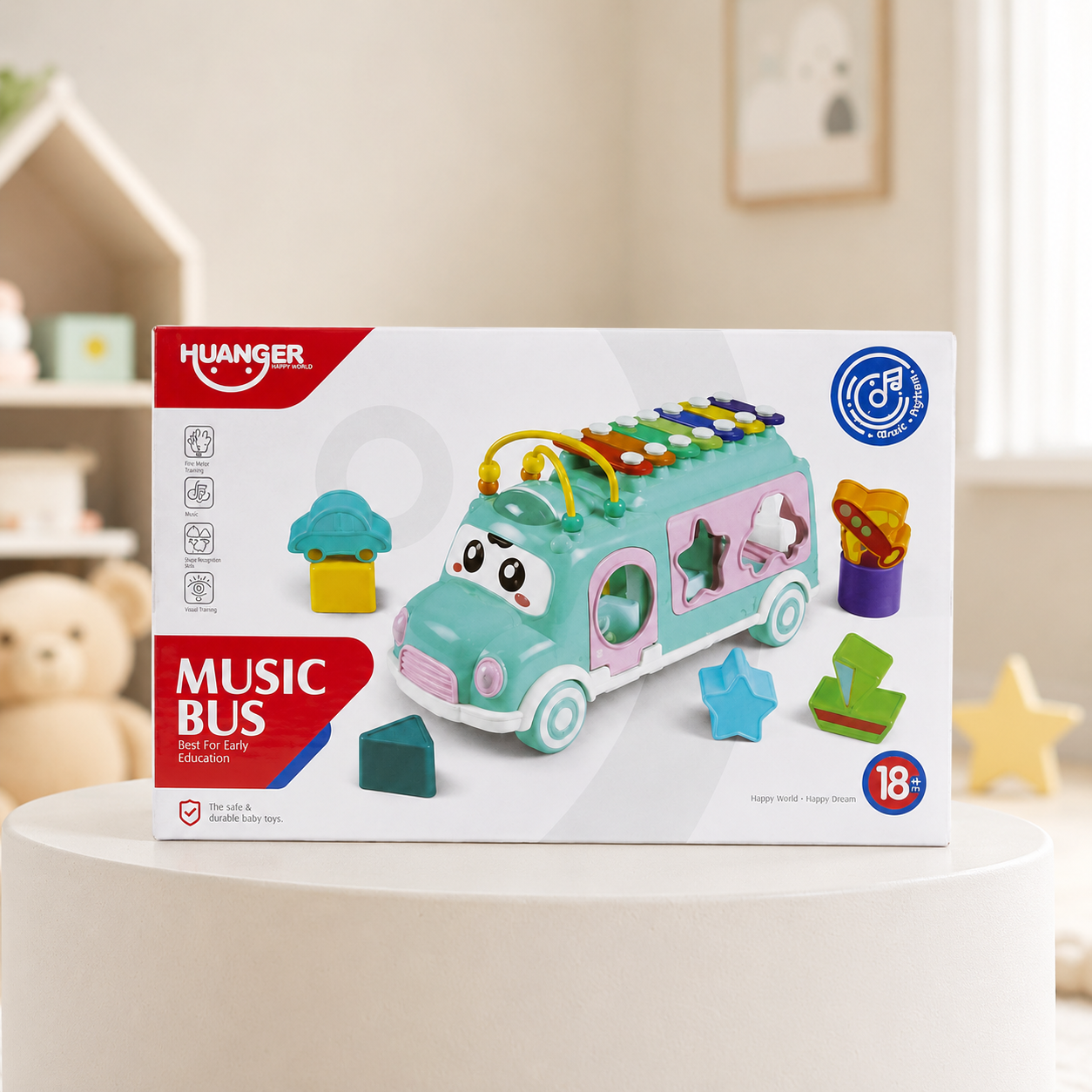 Huanger Music Bus Toy with Lights and Sounds