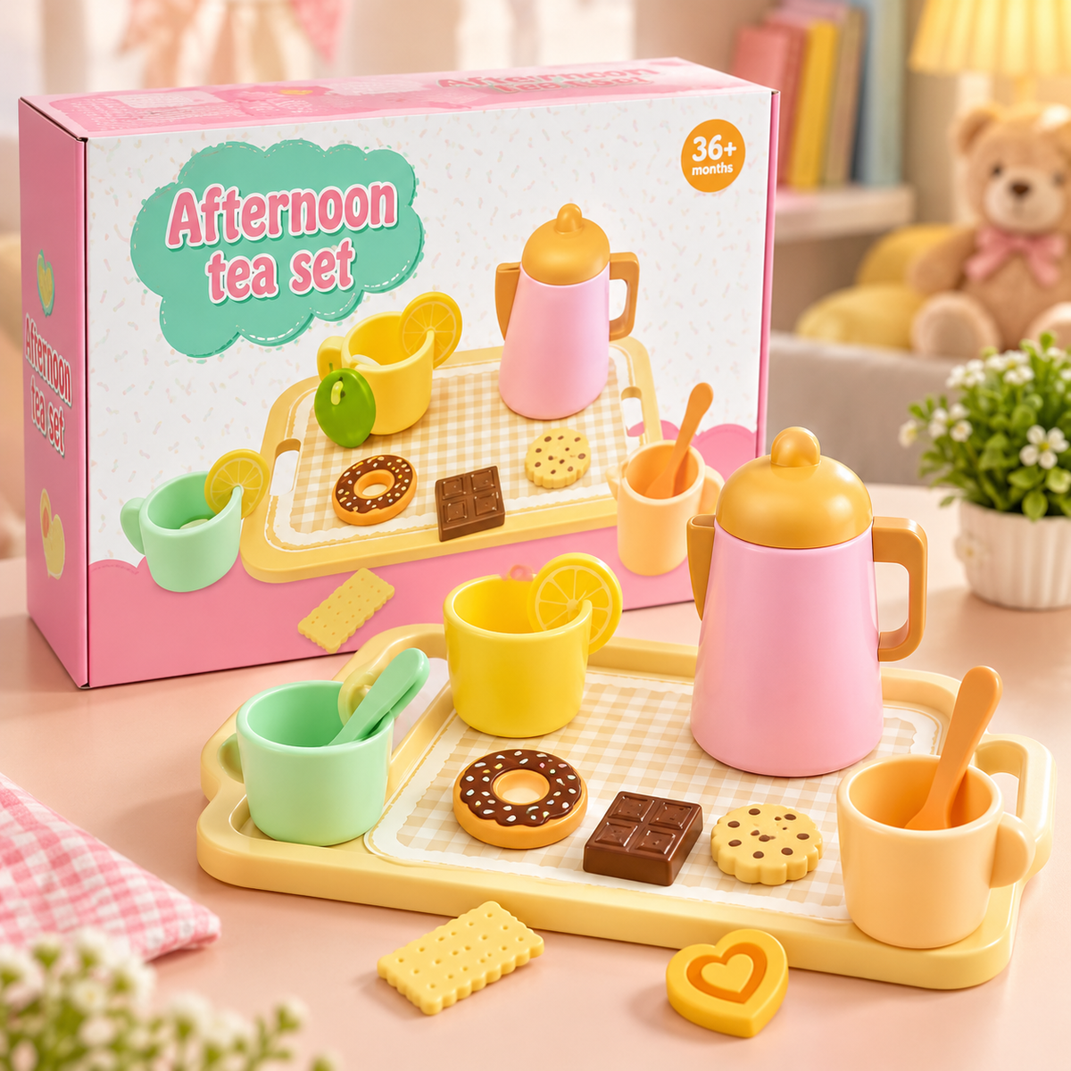 Wooden Afternoon Tea Play Set for Kids