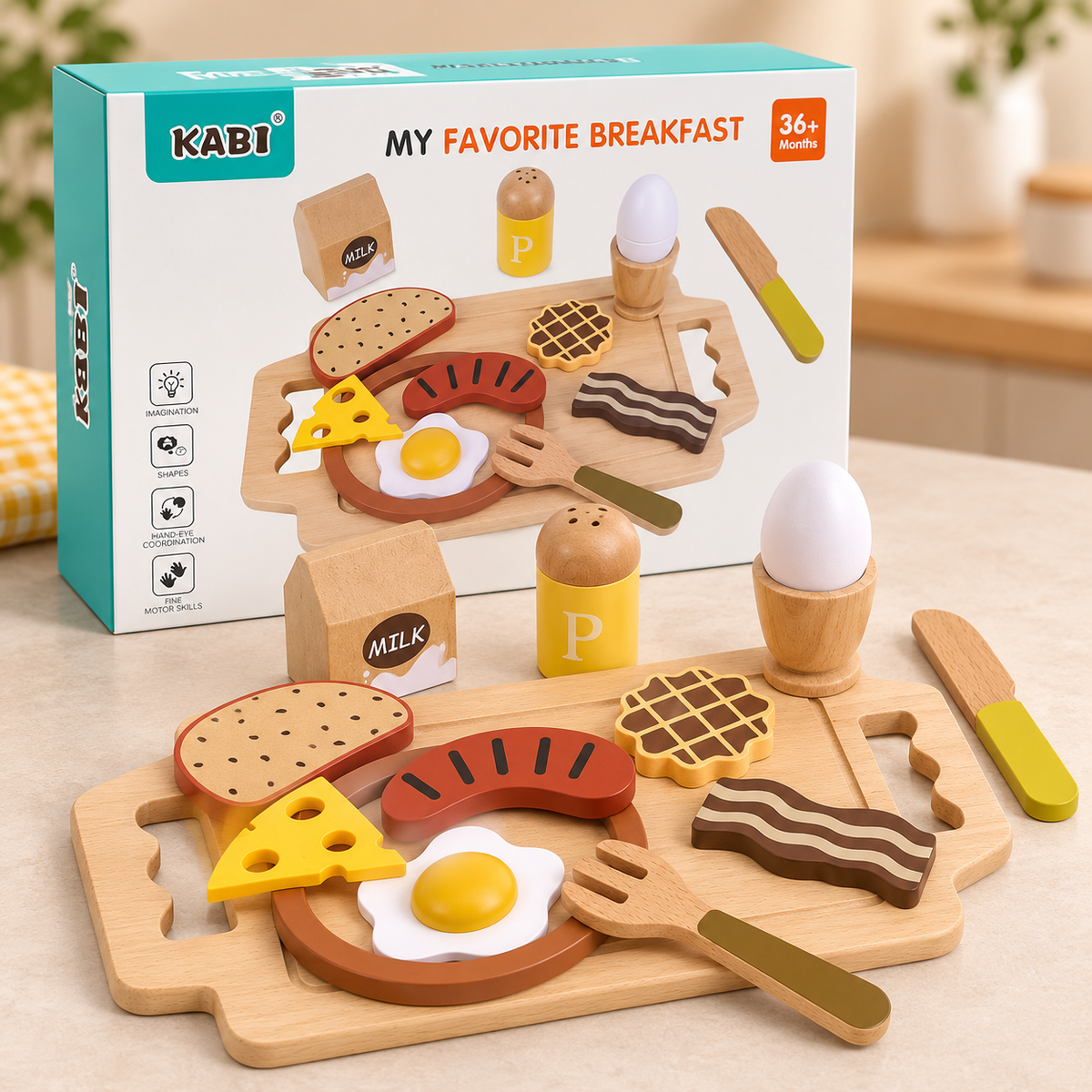 KABI Wooden Breakfast Pretend Play Set