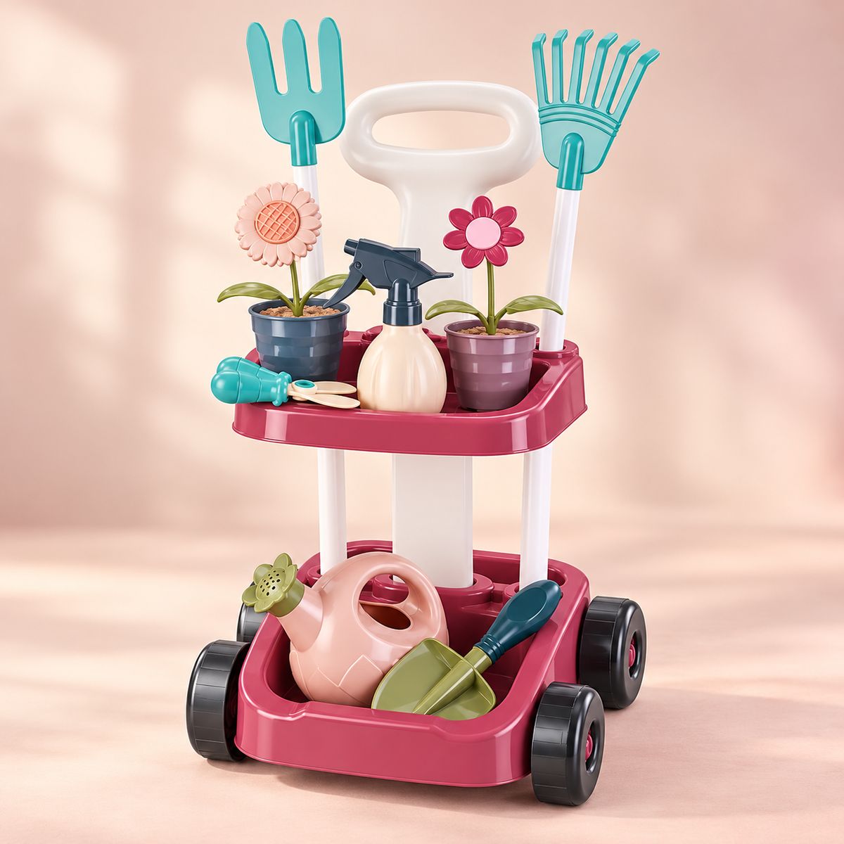 Kitchen Pretend Play Trolley with Toy Utensils