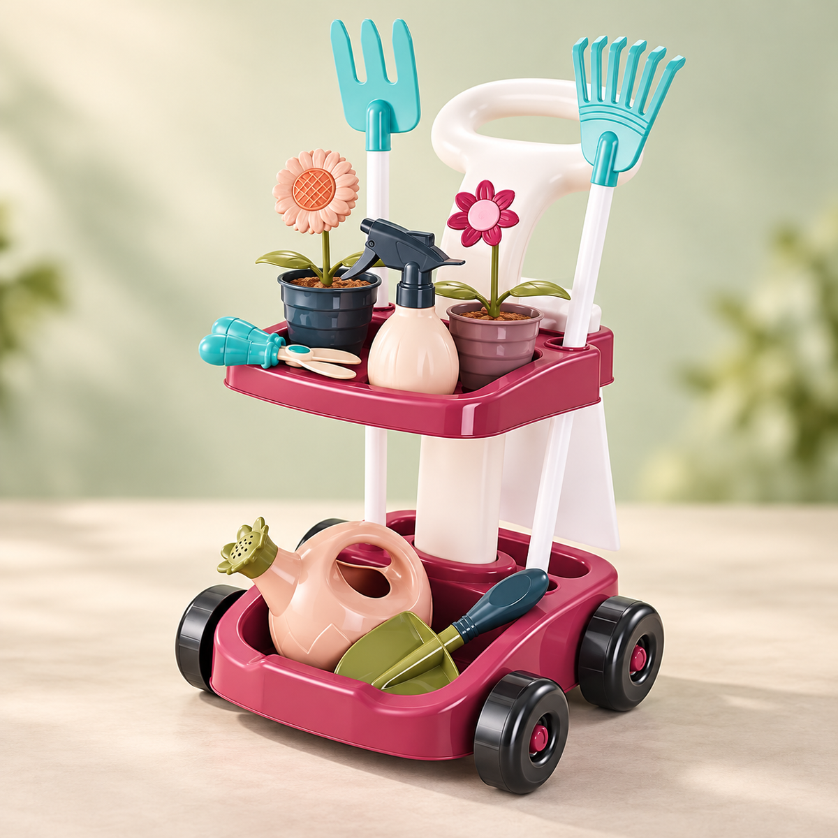 Kitchen Pretend Play Trolley with Toy Utensils