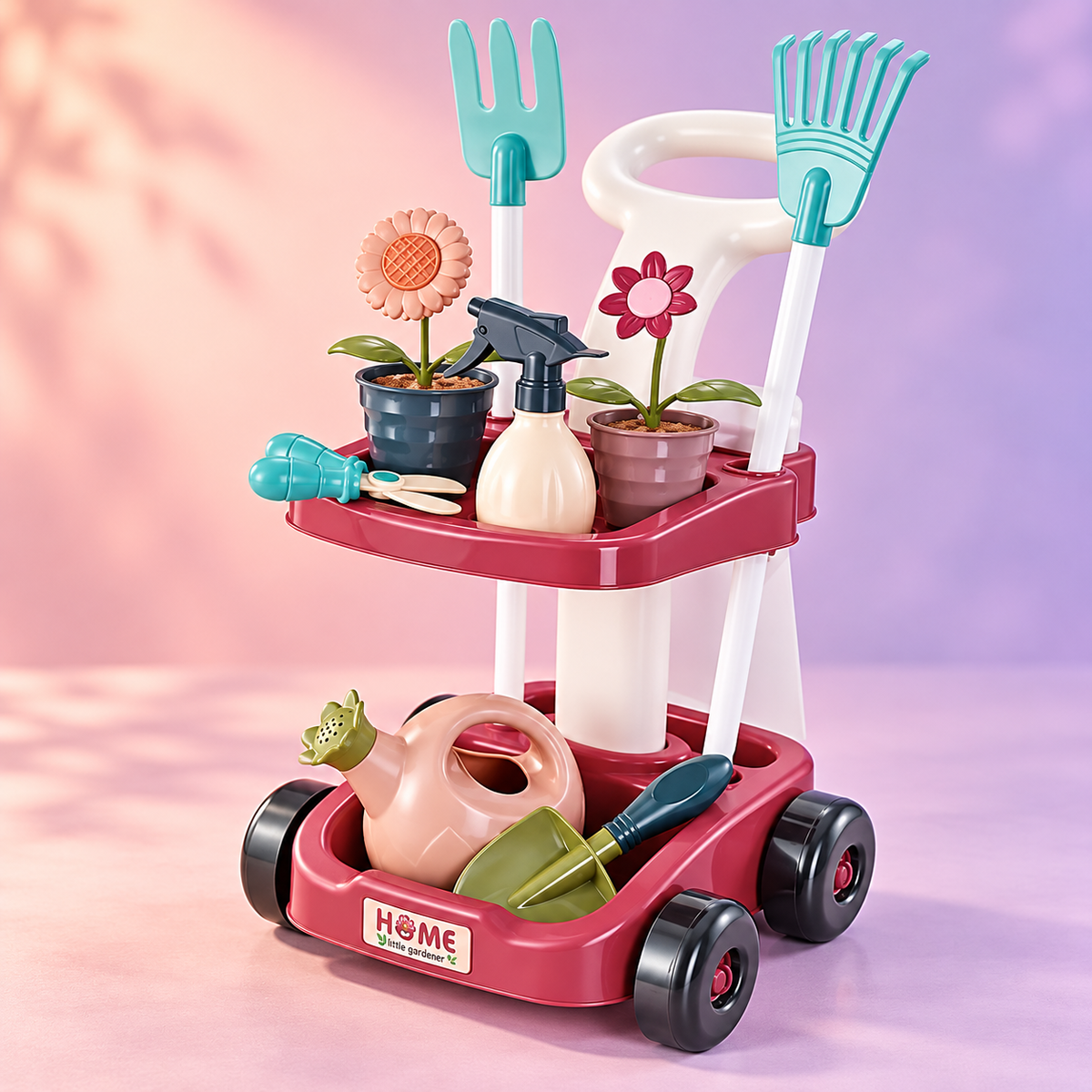 Kitchen Pretend Play Trolley with Toy Utensils