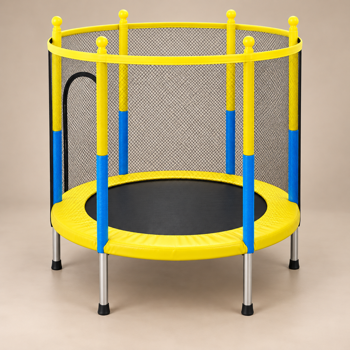 4.5 ft Kids Trampoline with Enclosure - Yellow and Blue