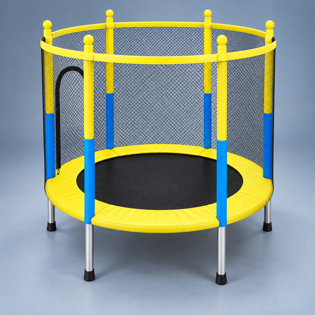 4.5 ft Kids Trampoline with Enclosure - Yellow and Blue