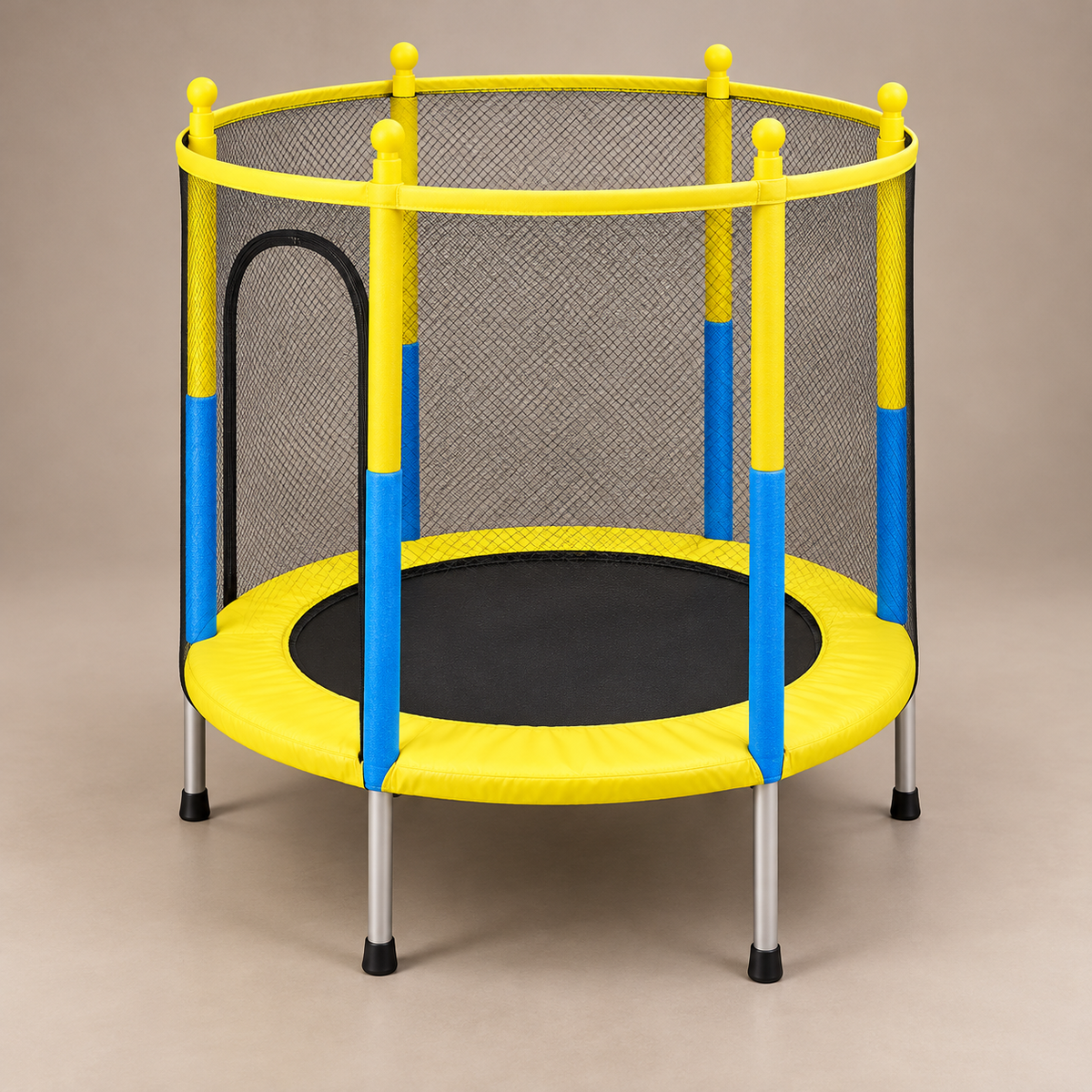 4.5 ft Kids Trampoline with Enclosure - Yellow and Blue