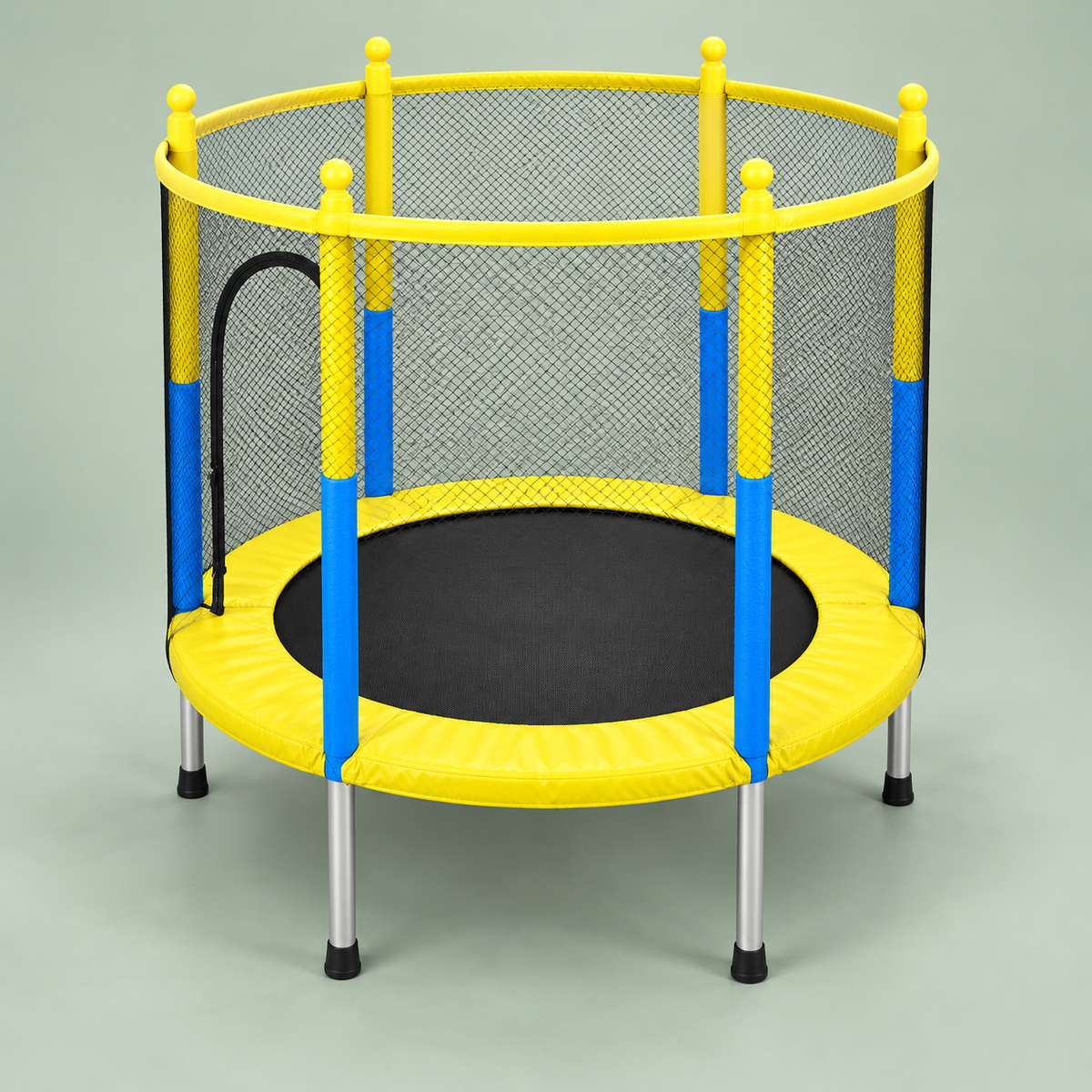 4.5 ft Kids Trampoline with Enclosure - Yellow and Blue