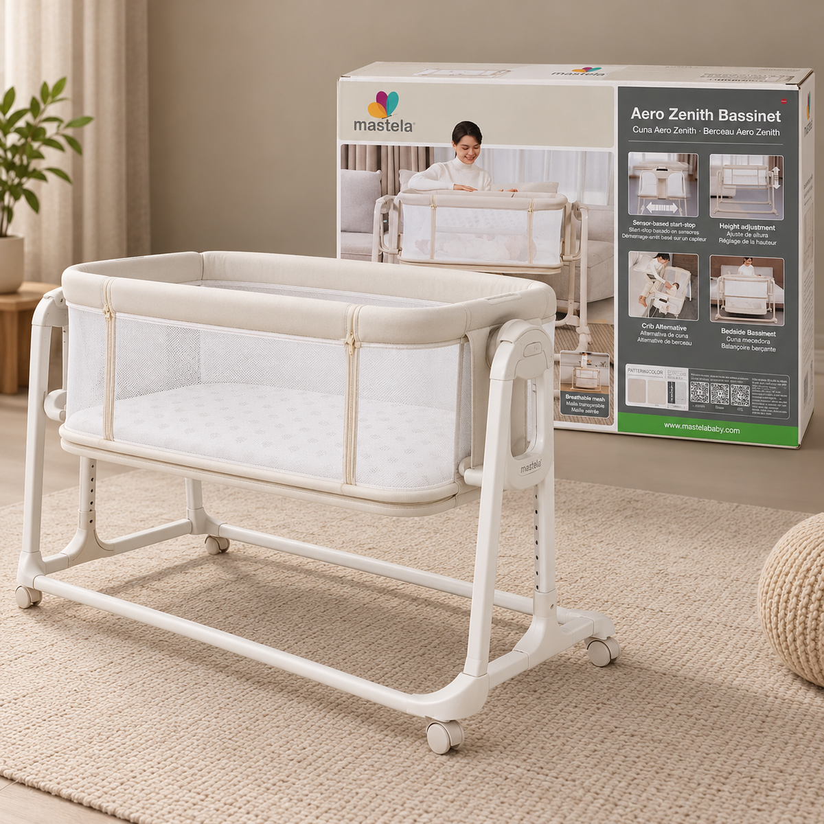 Mastela Baby Bassinet with Frame and Storage Basket