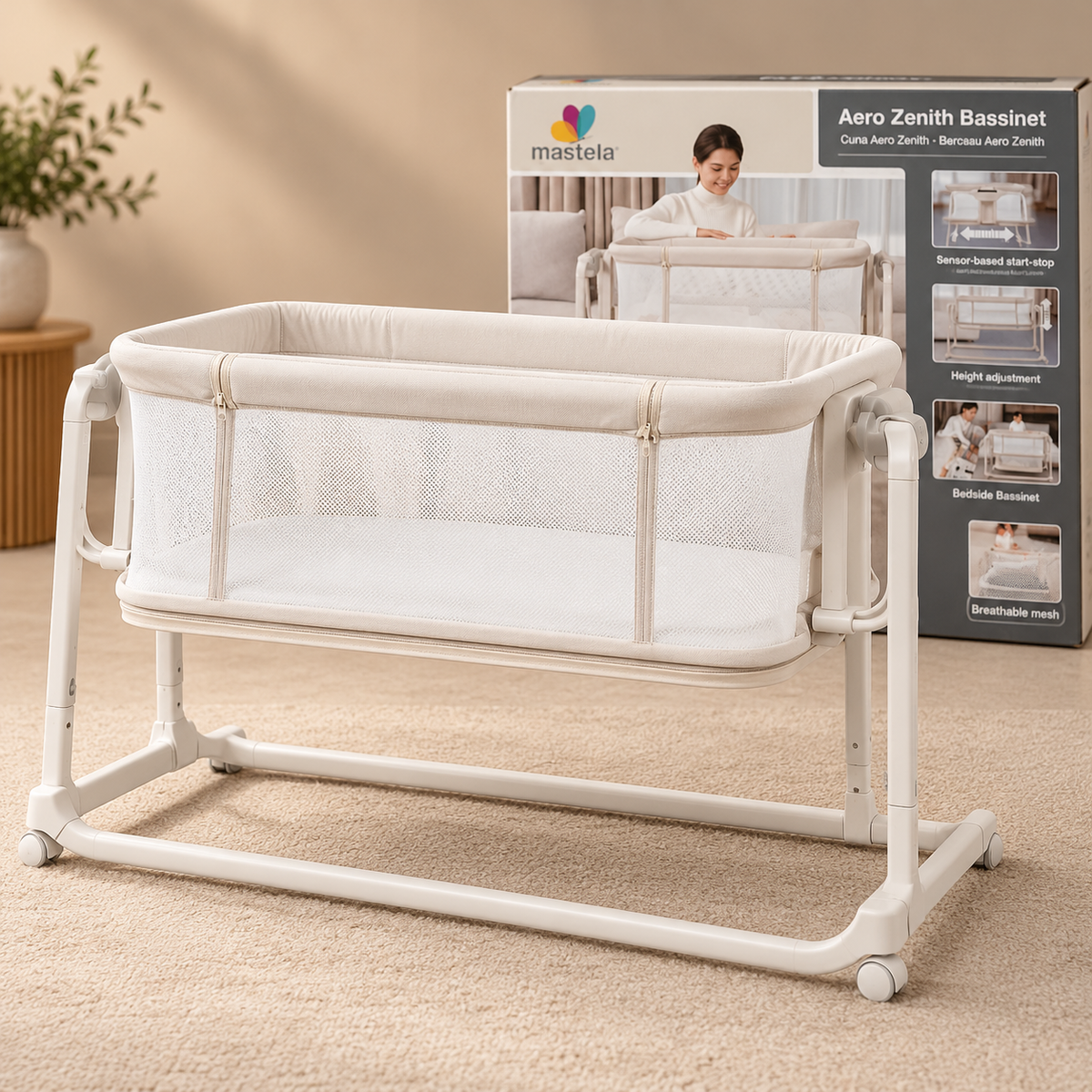 Mastela Baby Bassinet with Frame and Storage Basket