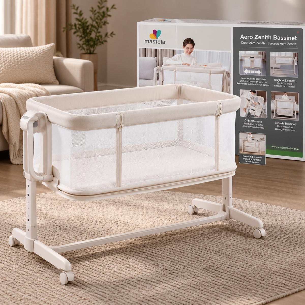 Mastela Baby Bassinet with Frame and Storage Basket