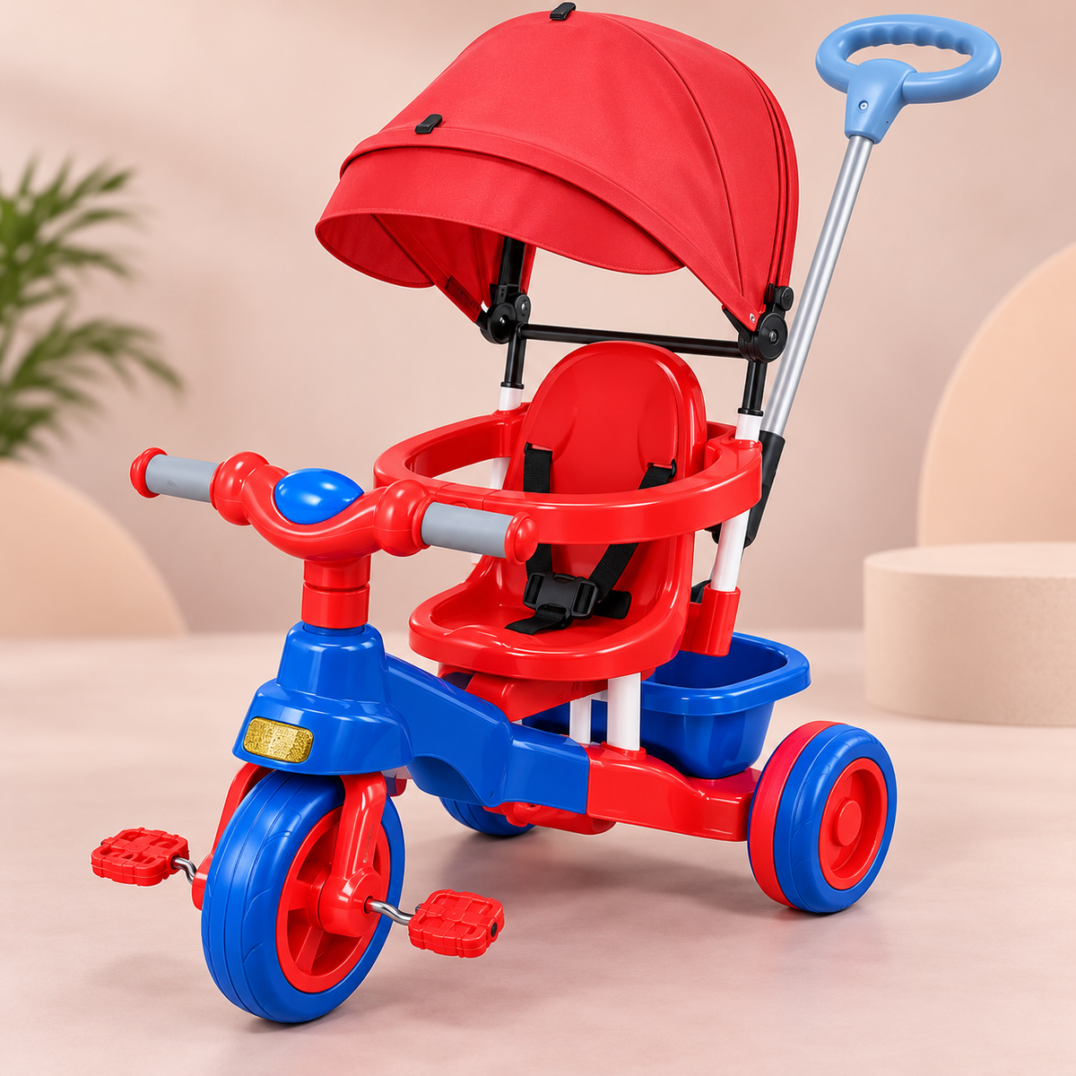 Red Baby Push Tricycle with Canopy