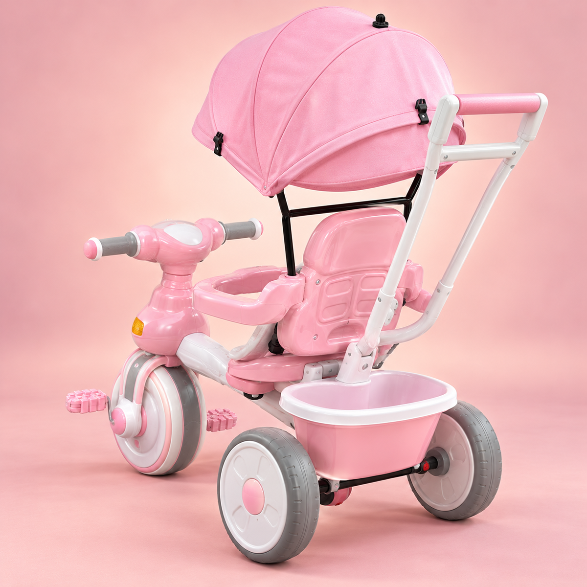 Pink Baby Push Tricycle with Canopy