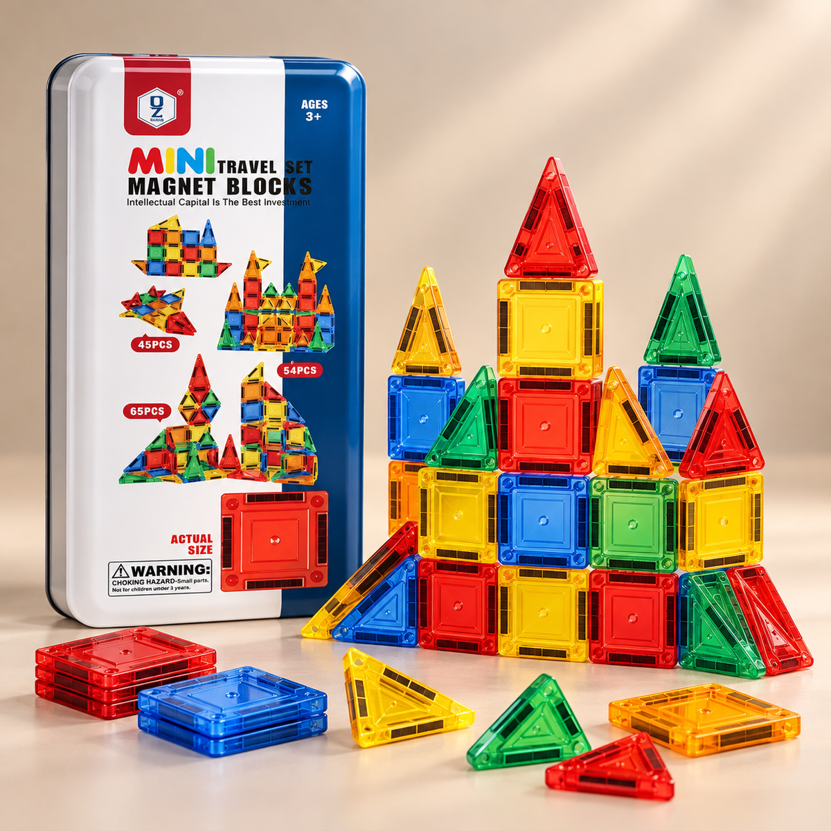 45-Piece Mini Magnetic Building Tiles Set
