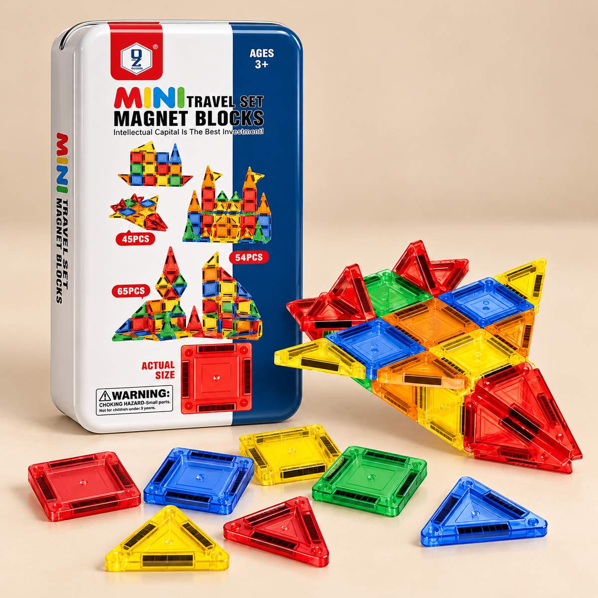 45-Piece Mini Magnetic Building Tiles Set
