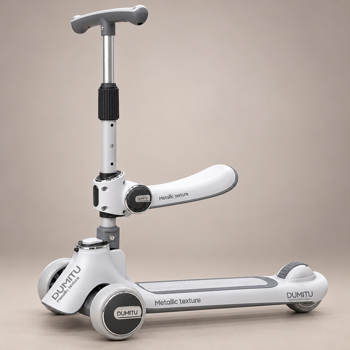 TPS-D001 White and Black Three-Wheel Kids Scooter