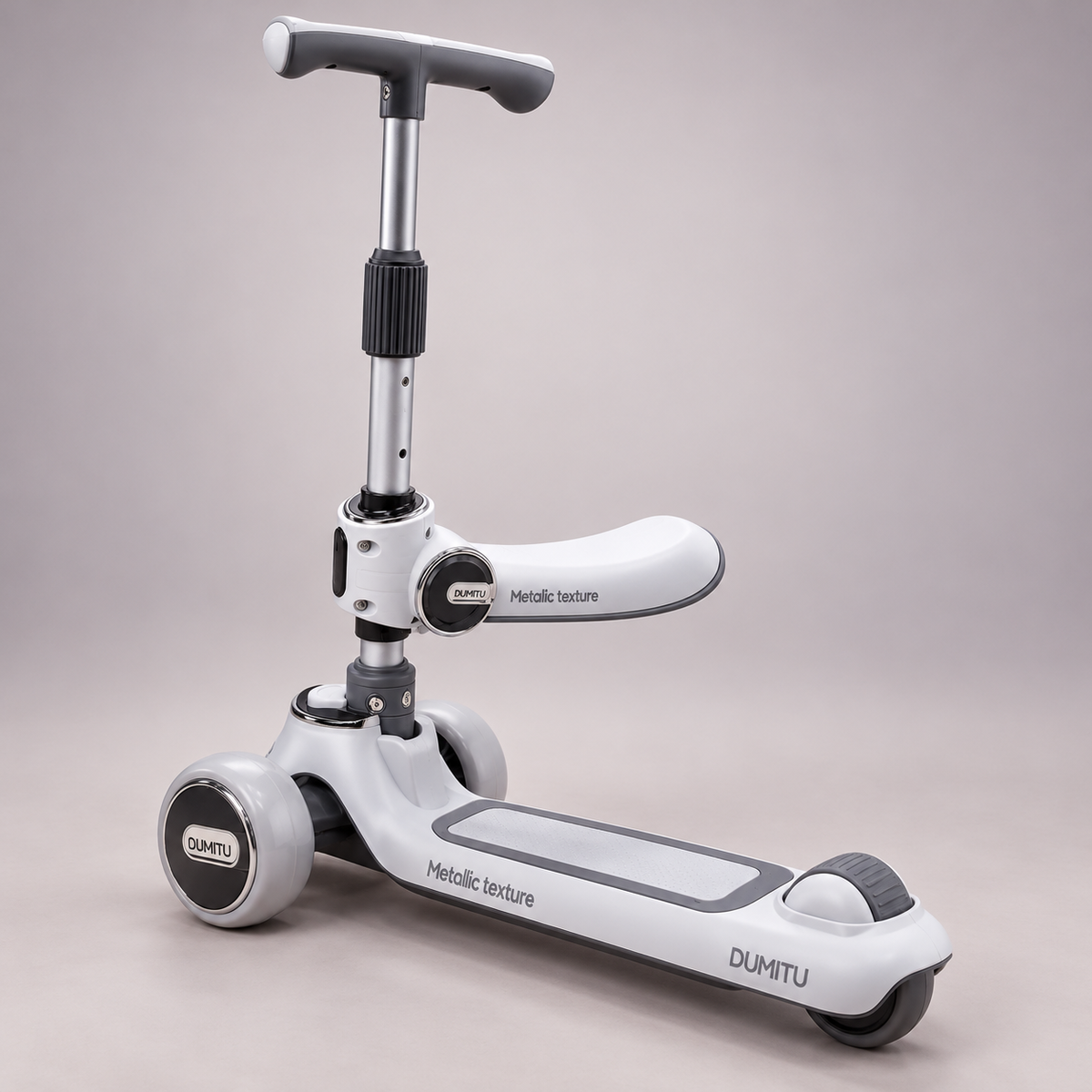 TPS-D001 White and Black Three-Wheel Kids Scooter