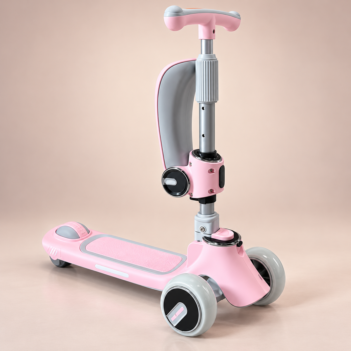 Pink Three-Wheel Kids Scooter with Front Module