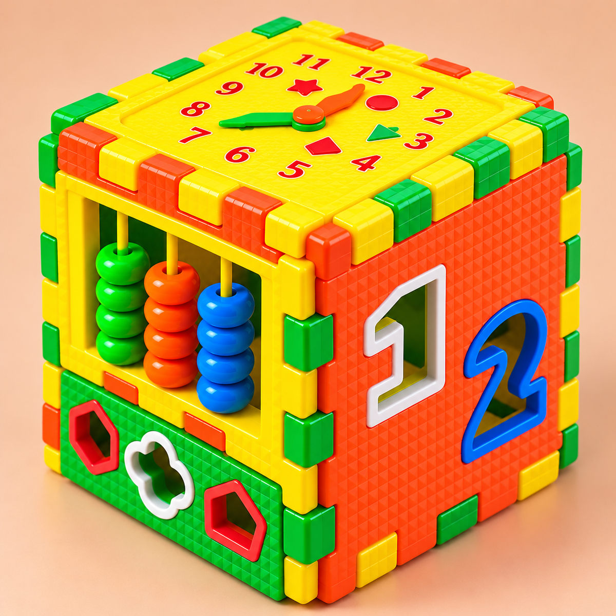 Shape Sorter Activity Cube with Clock and Counting Beads