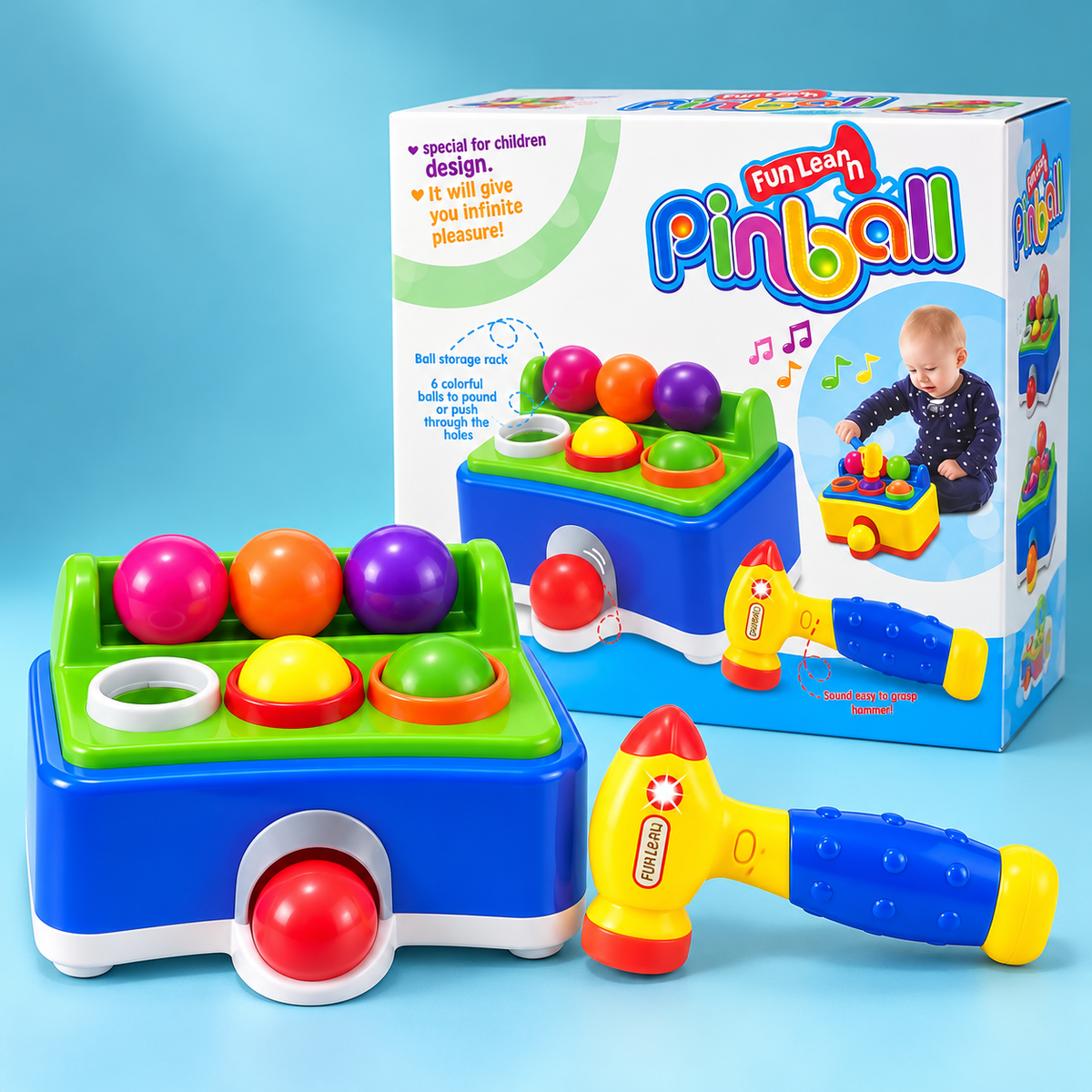 Fun Pinball Ball-Pounding Activity Toy
