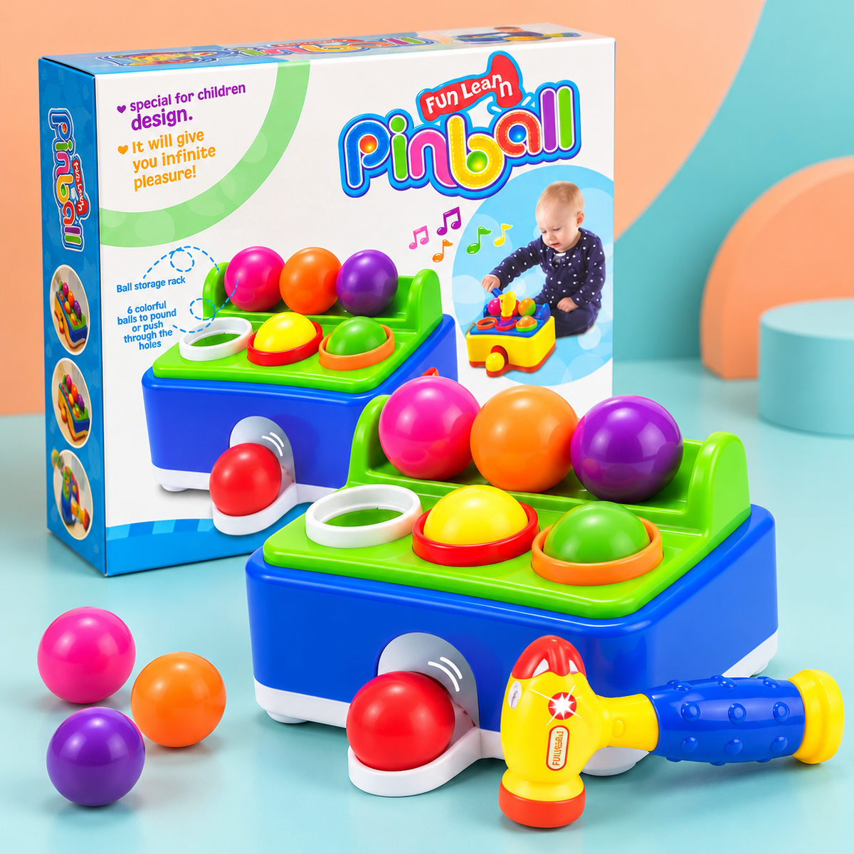 Fun Pinball Ball-Pounding Activity Toy