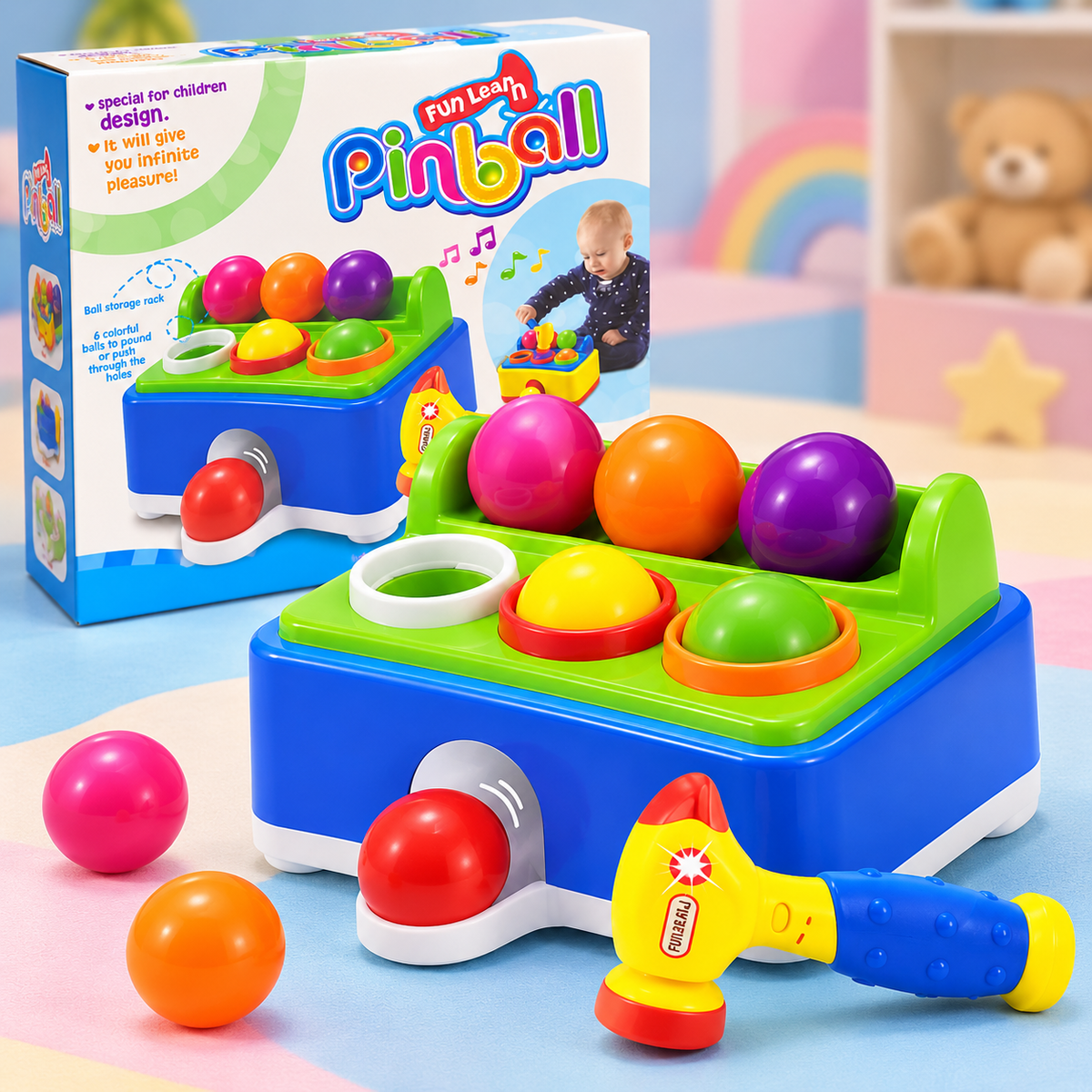 Fun Pinball Ball-Pounding Activity Toy