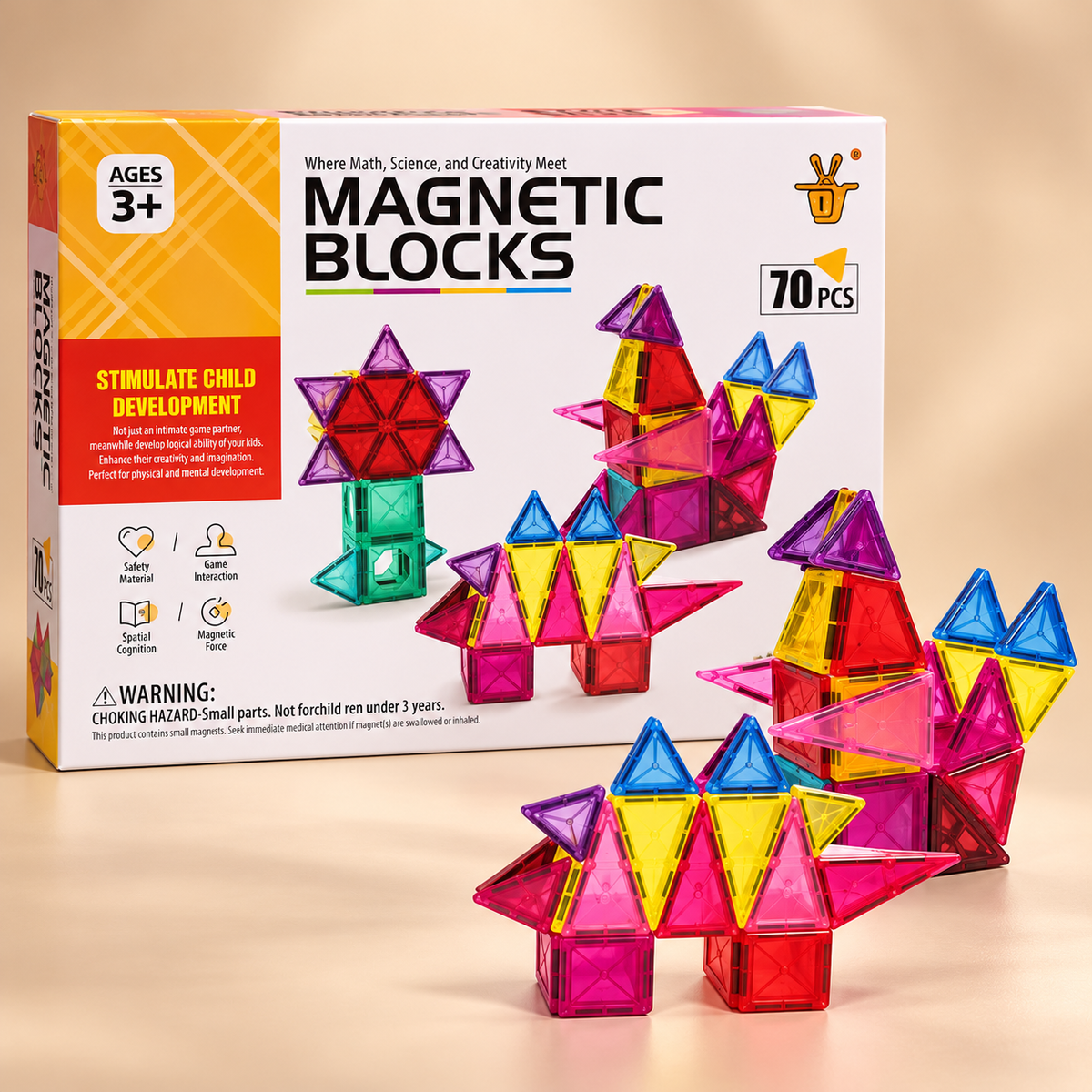 70-Piece Magnetic Blocks Construction Set