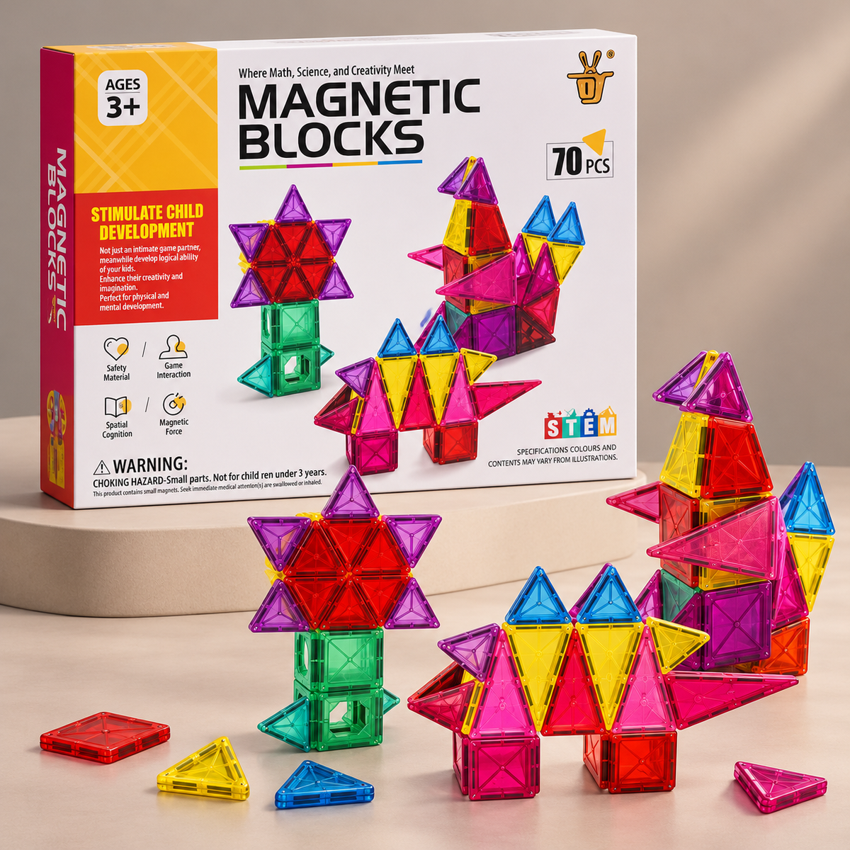 70-Piece Magnetic Blocks Construction Set