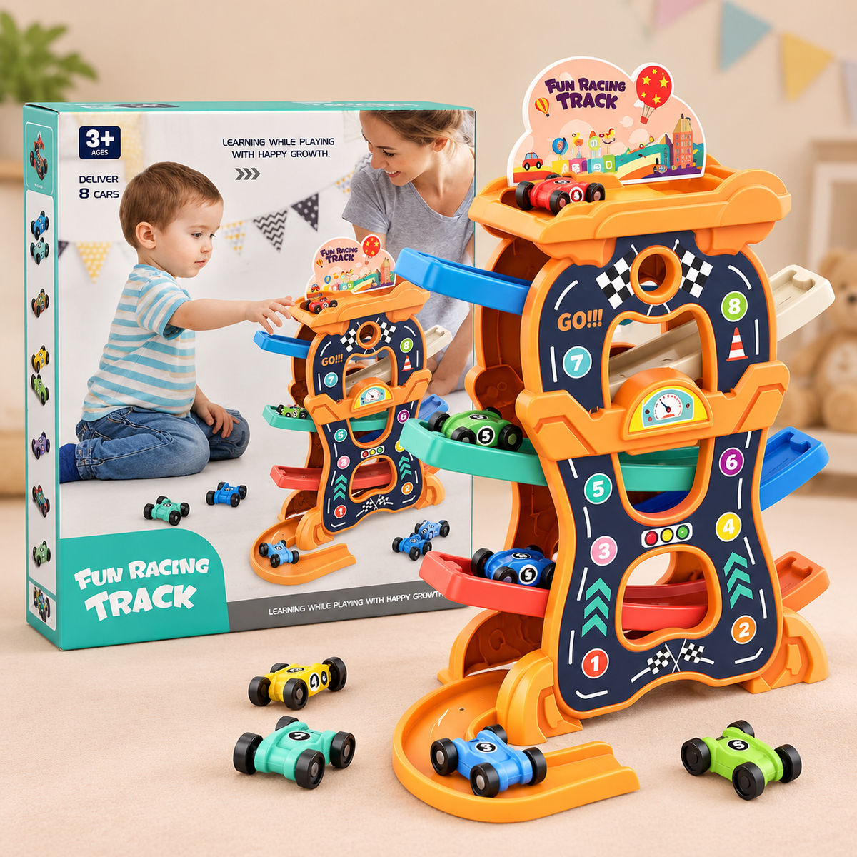 Multi-Level Parking Track Toy Car Play Set