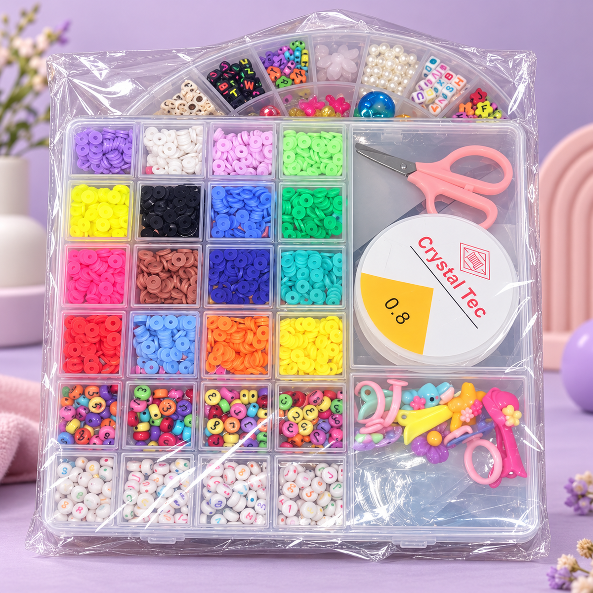 DIY Colourful Bead Jewellery Kit - Rectangular Organiser