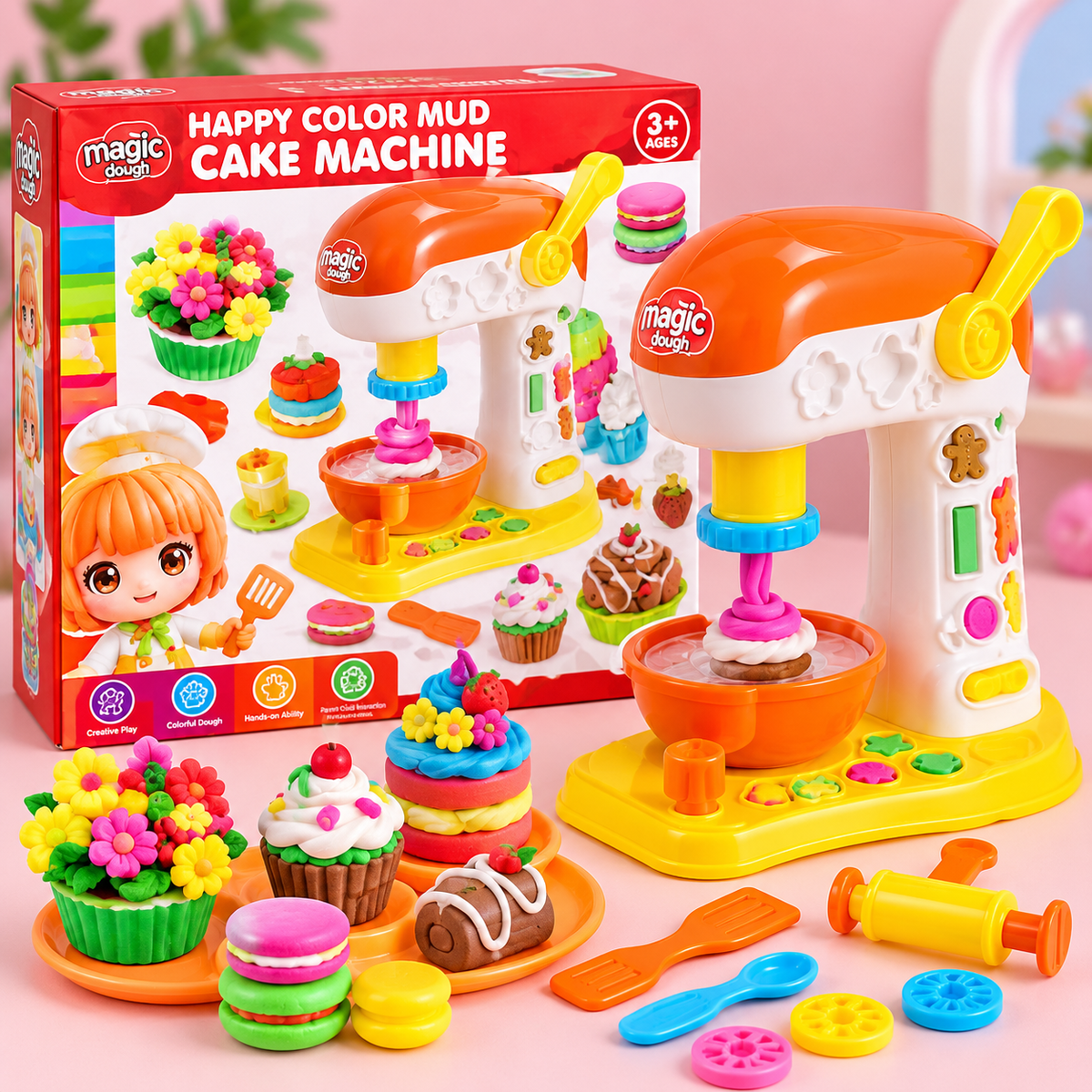 Happy Color Mud Cake Machine – Kids Pretend Baking Playset
