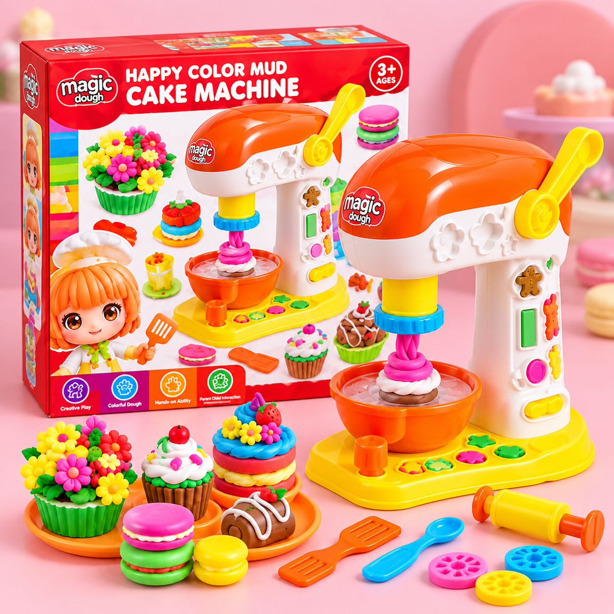 Happy Color Mud Cake Machine – Kids Pretend Baking Playset