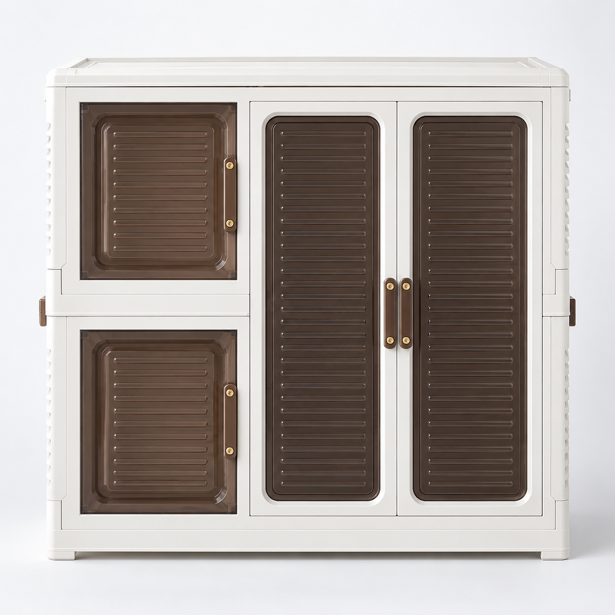 Off-White Tall 4-Section Flip-Door Storage Cabinet