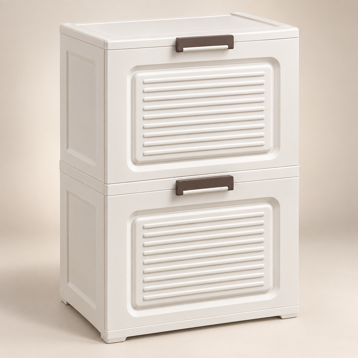Off-White 3-Compartment Printed Storage Cabinet