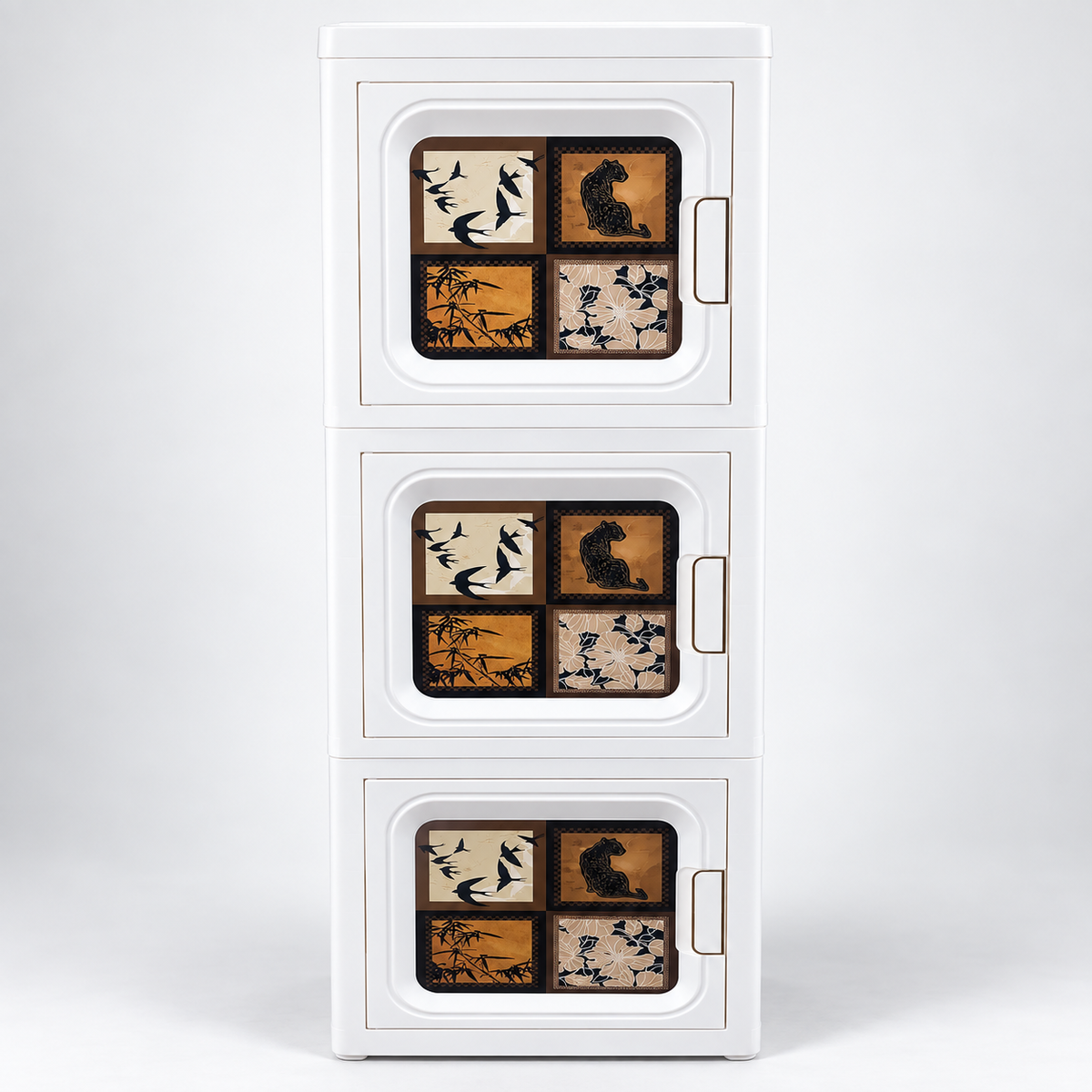 Black & Brown Multipurpose Plastic Storage Cabinet