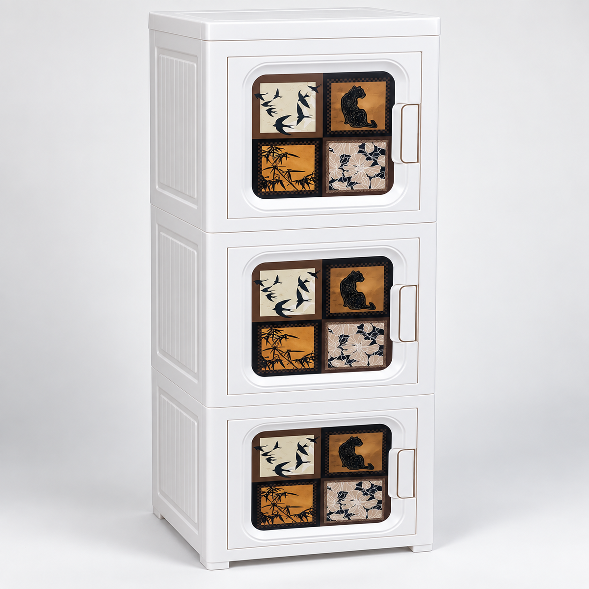 Black & Brown Multipurpose Plastic Storage Cabinet