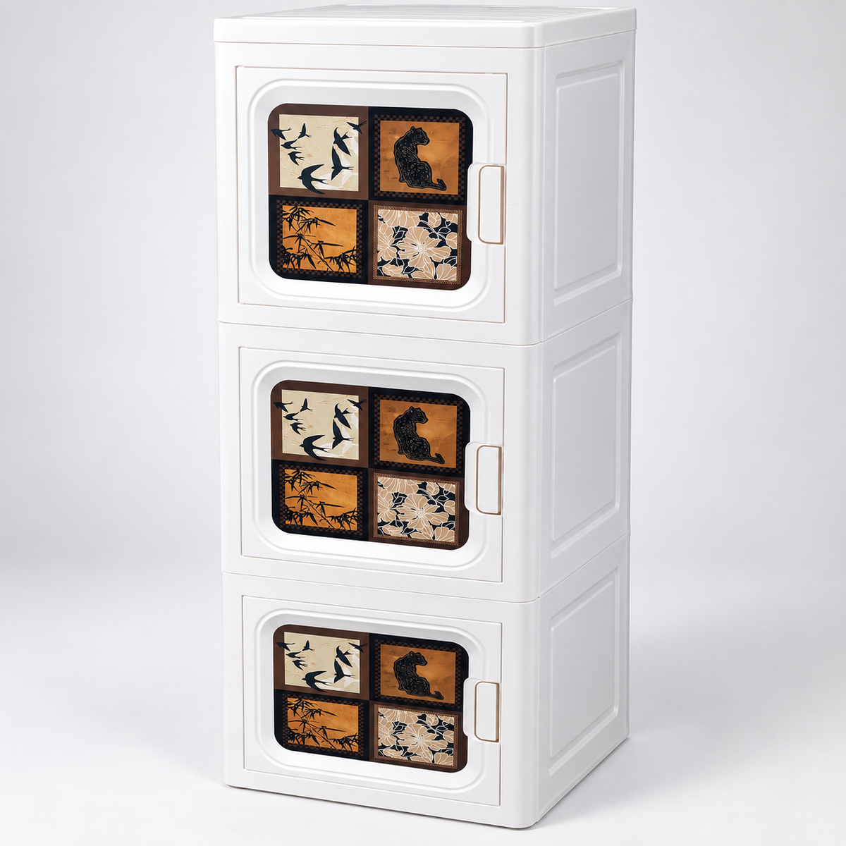 Black & Brown Multipurpose Plastic Storage Cabinet