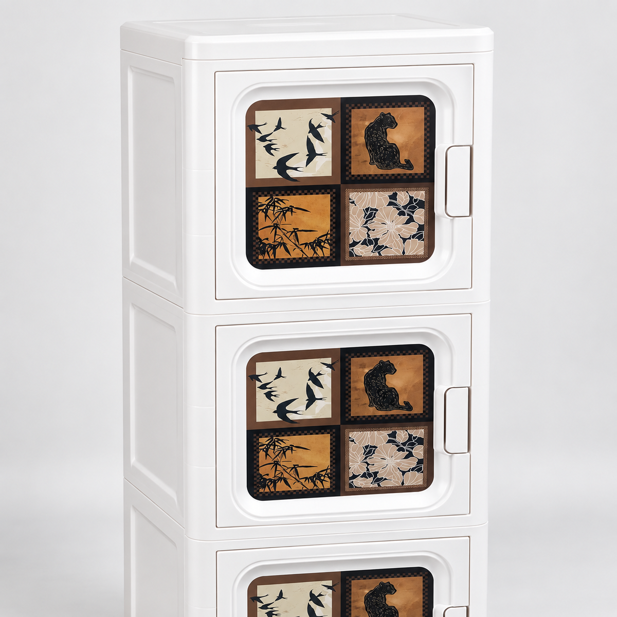 Black & Brown Multipurpose Plastic Storage Cabinet