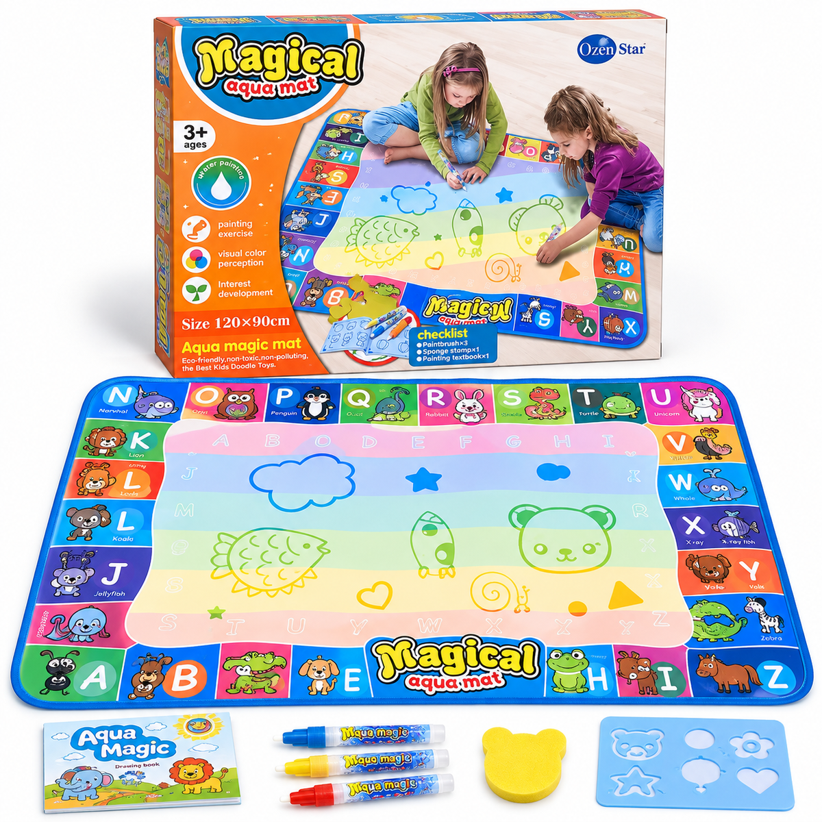 Magical Aqua Mat 120×90cm – Reusable Water Drawing Mat for Kids