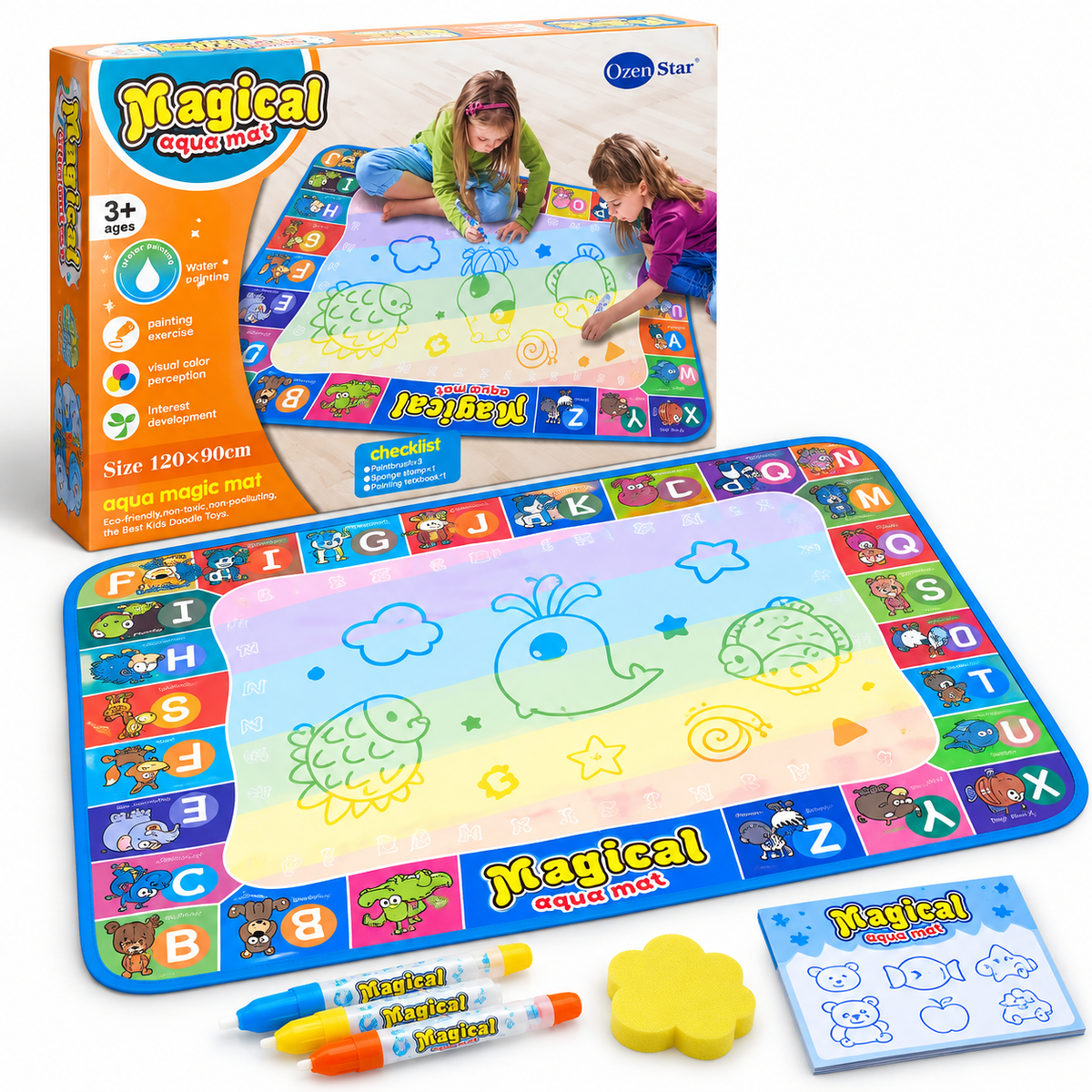 Magical Aqua Mat 120×90cm – Reusable Water Drawing Mat for Kids