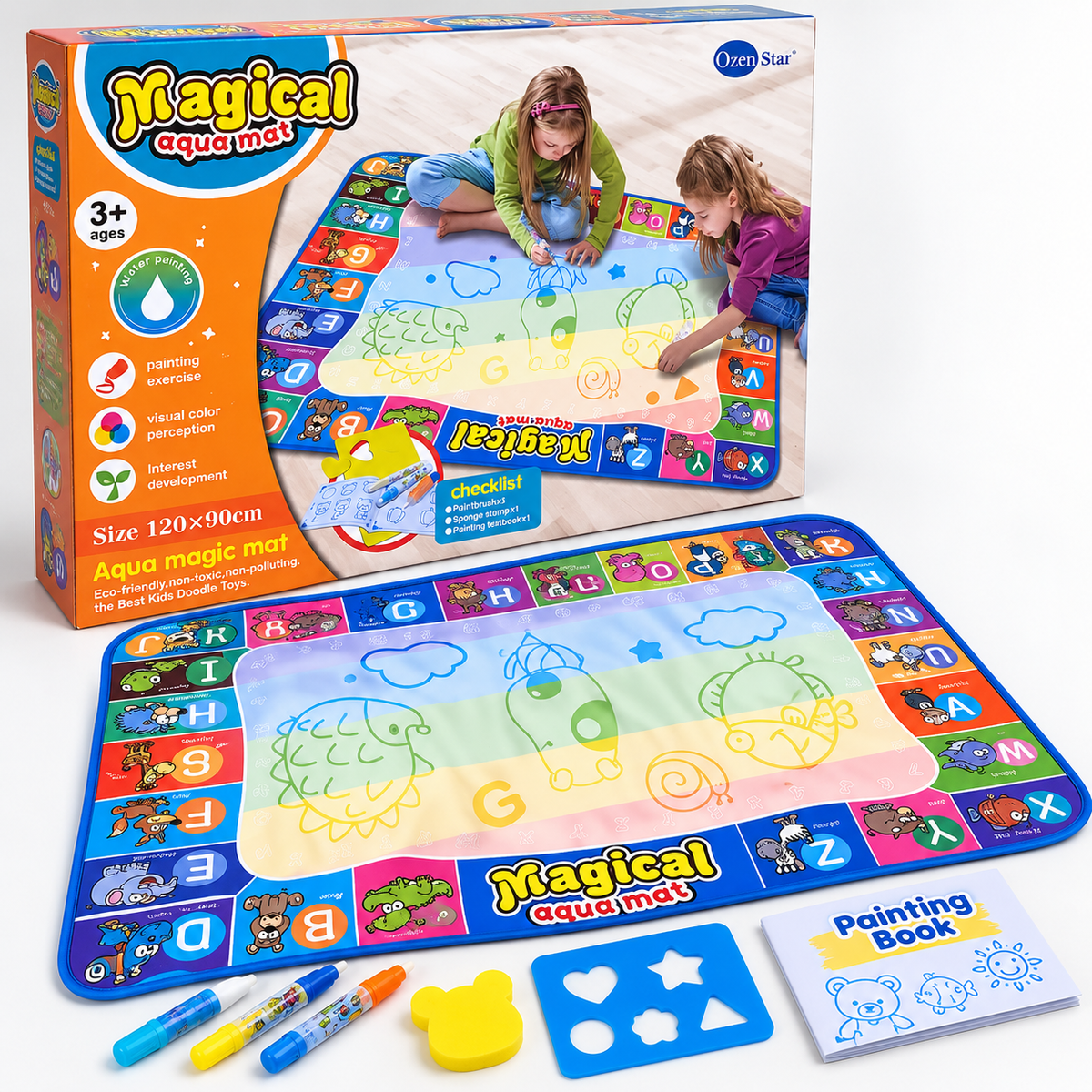 Magical Aqua Mat 120×90cm – Reusable Water Drawing Mat for Kids