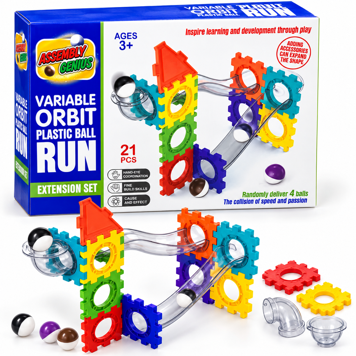21-Piece Variable Orbit Plastic Ball Run Set