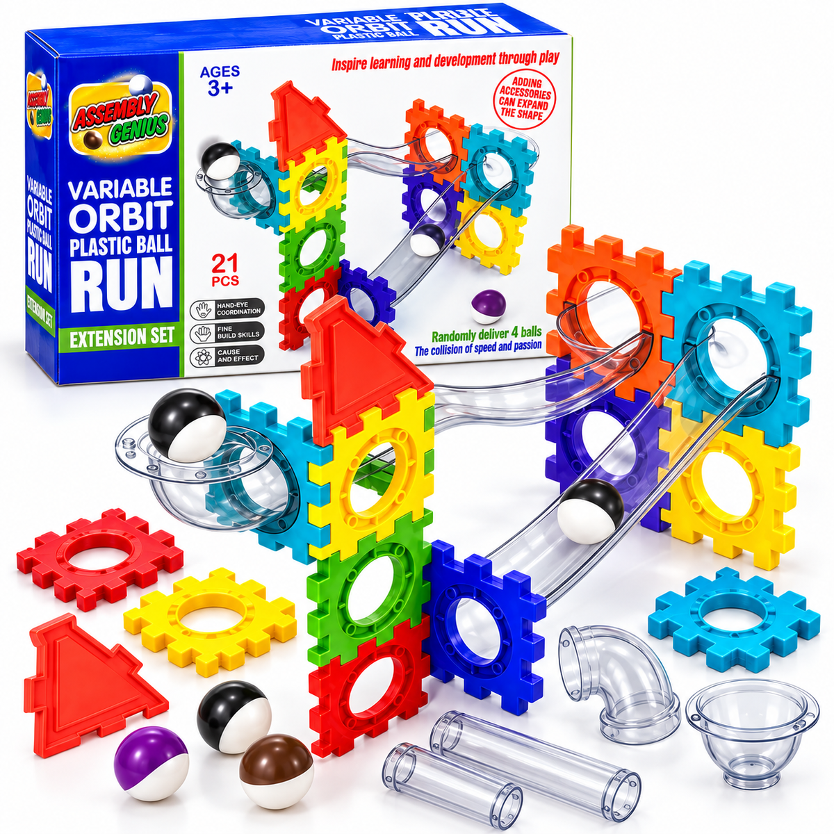 21-Piece Variable Orbit Plastic Ball Run Set